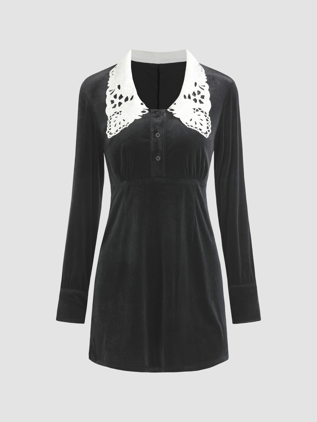 Floral Trim Velvet Dress