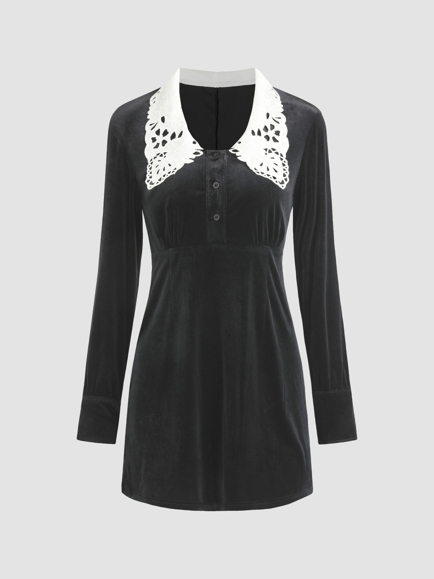 Floral Trim Velvet Dress