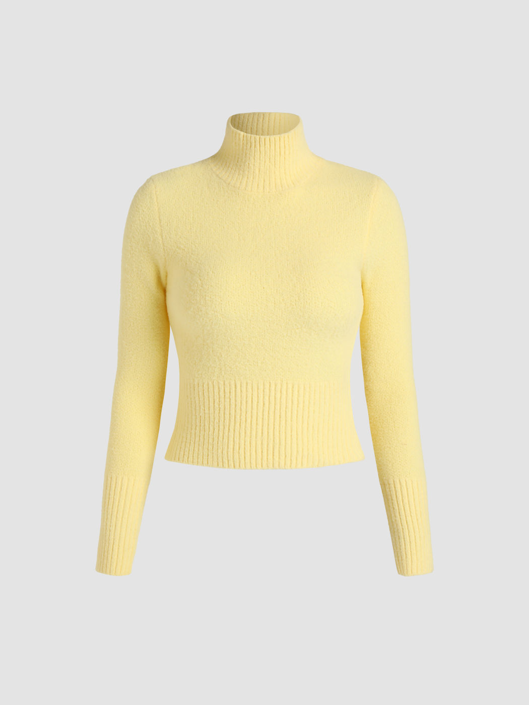 Knit Fabric Solid High Neck Sweater For Daily Casual School