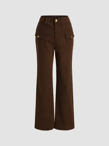 Letzten Herbst Schokoladenfarbene Gerade Hose