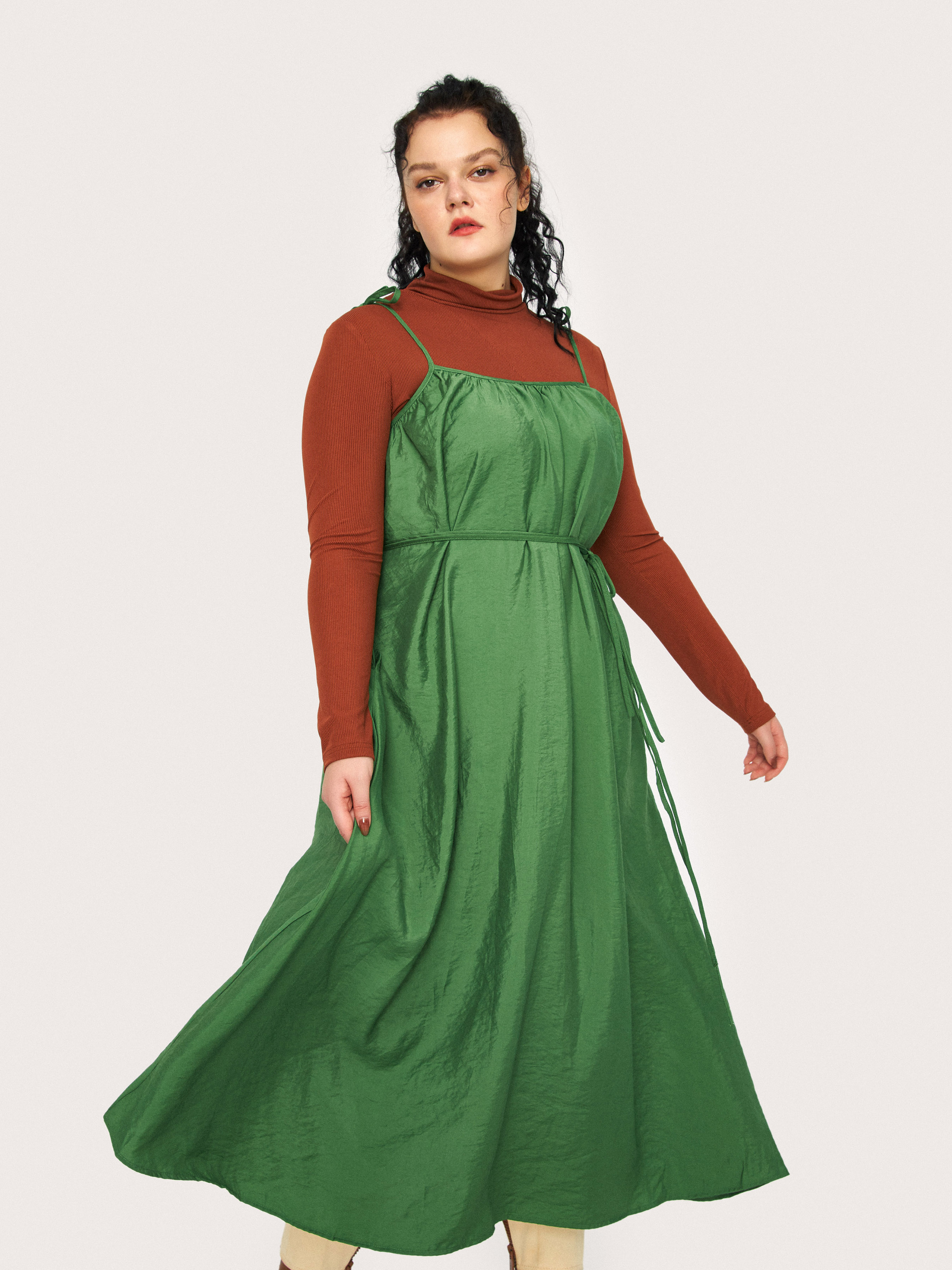 Green hotsell curve dress