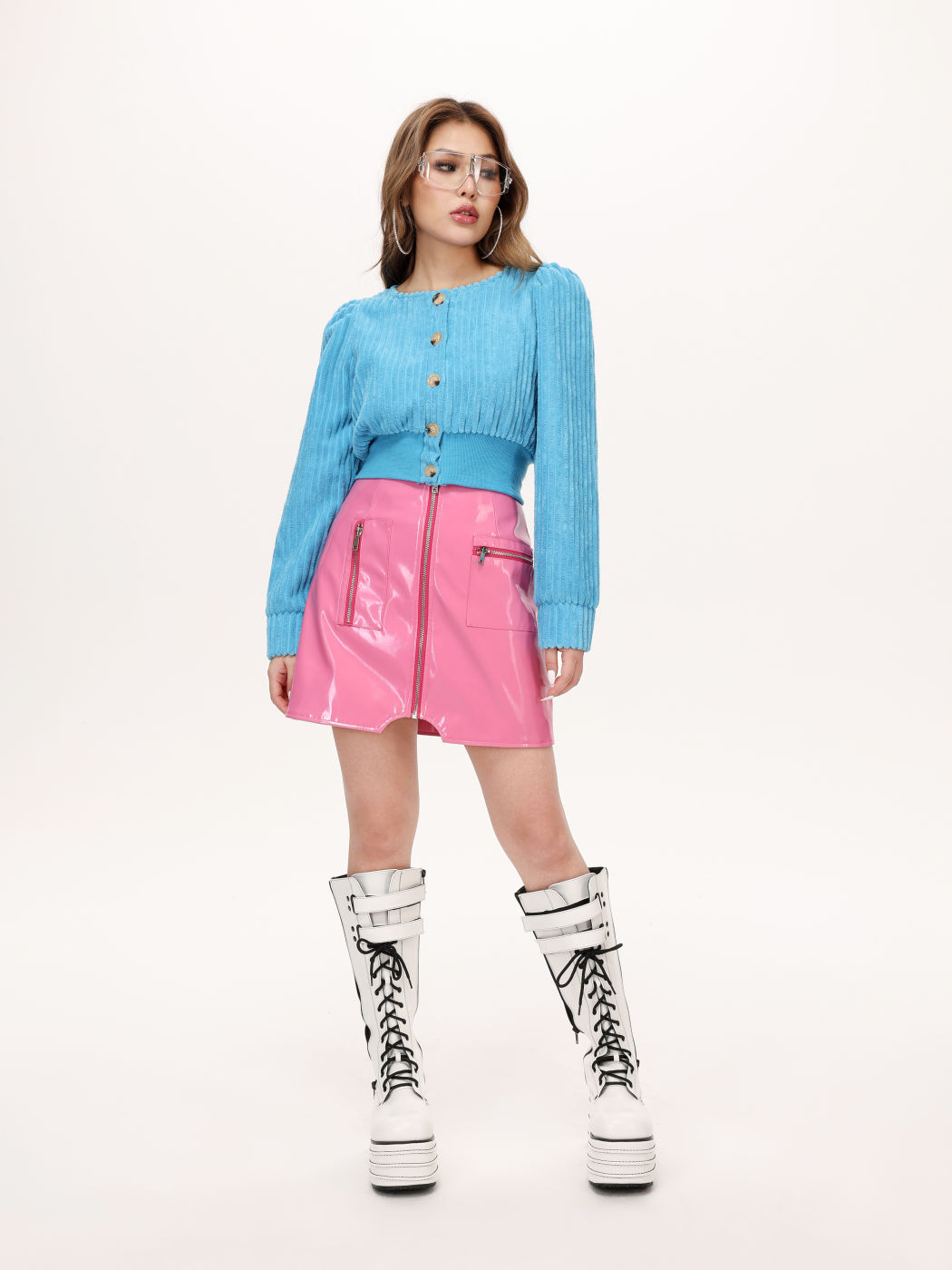 Verträumte blaue taillierte Jacke