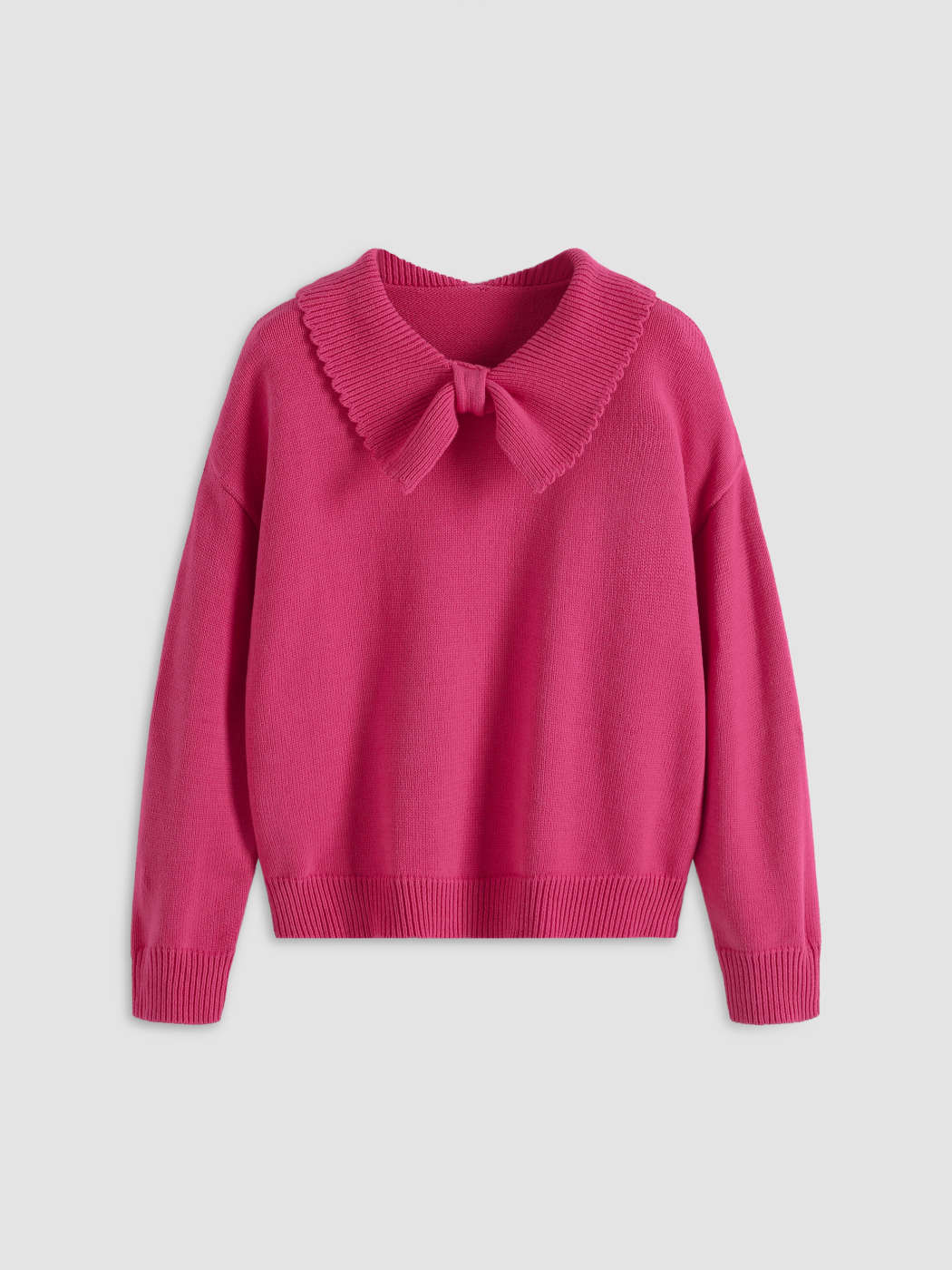 Barbiecore Strickstoff Pullover mit Fliege For Lässige