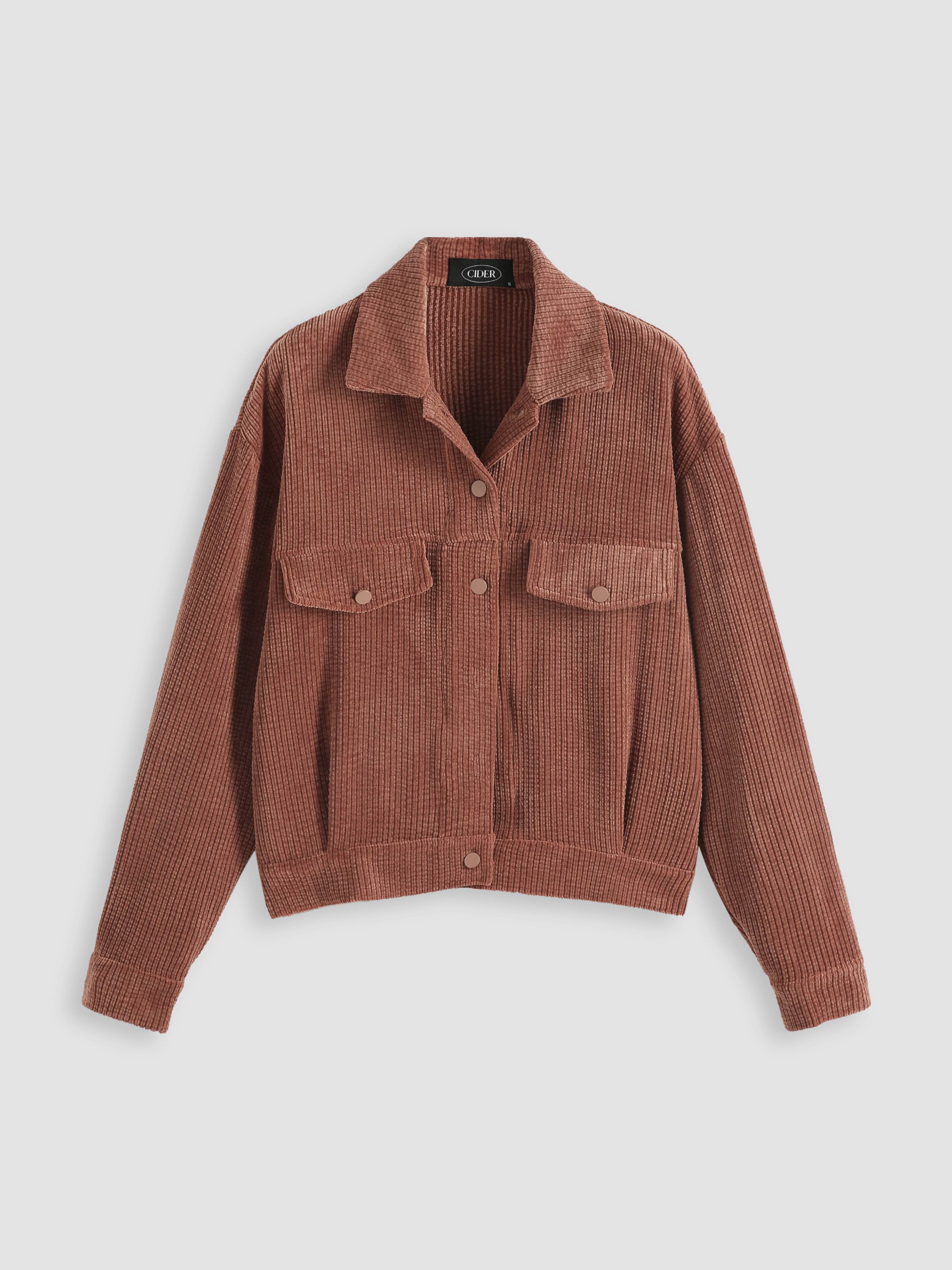 Red Solid Pocket Jacket Cider