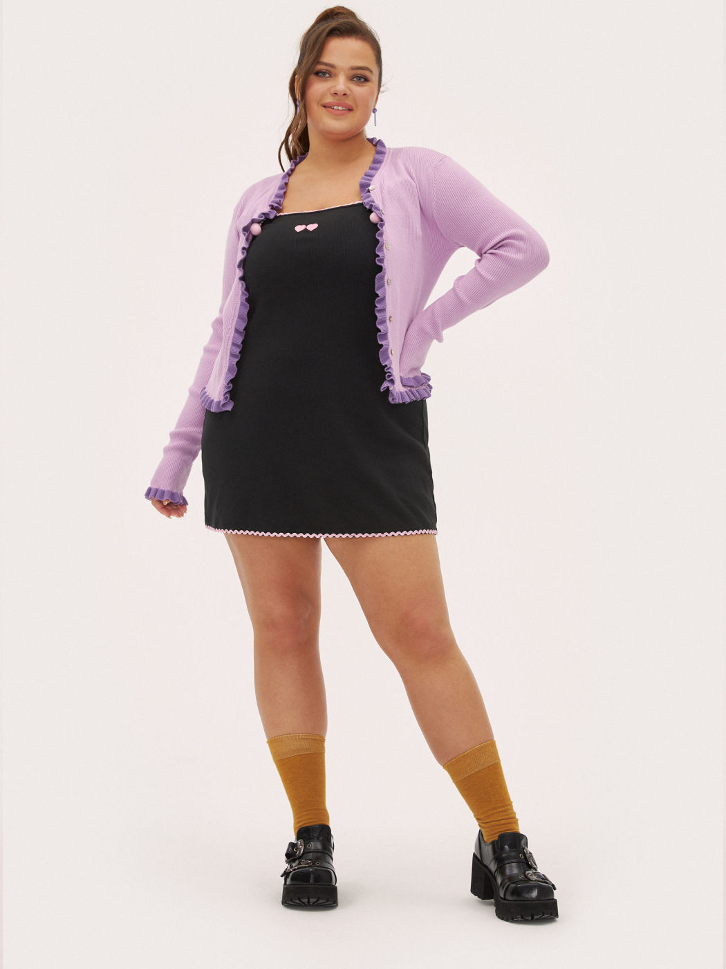  Curve&Plus Liebling Rüschenbesatz Strickjacke