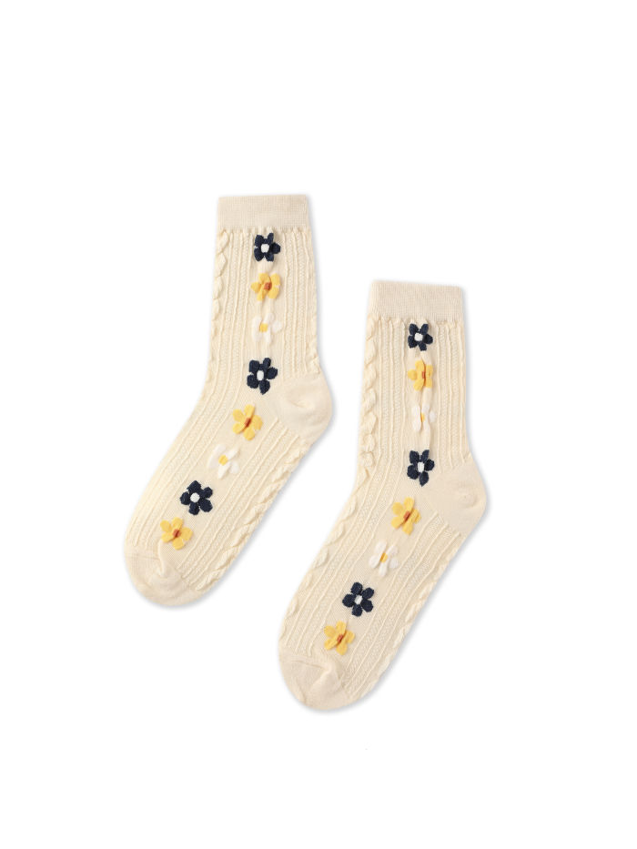 Flower Pattern Socks Cider