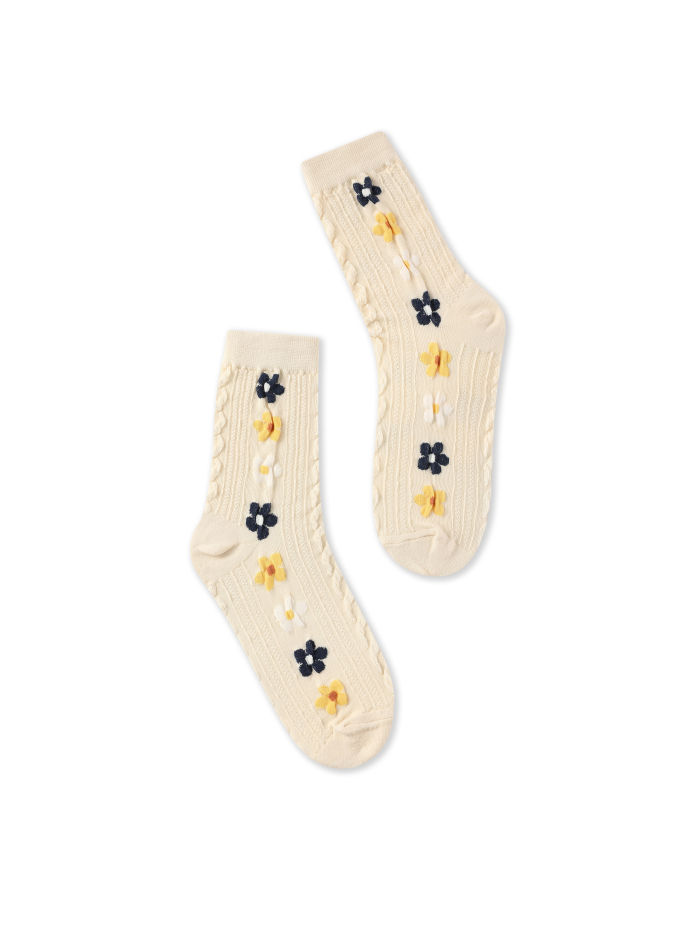 Flower Pattern Socks Cider