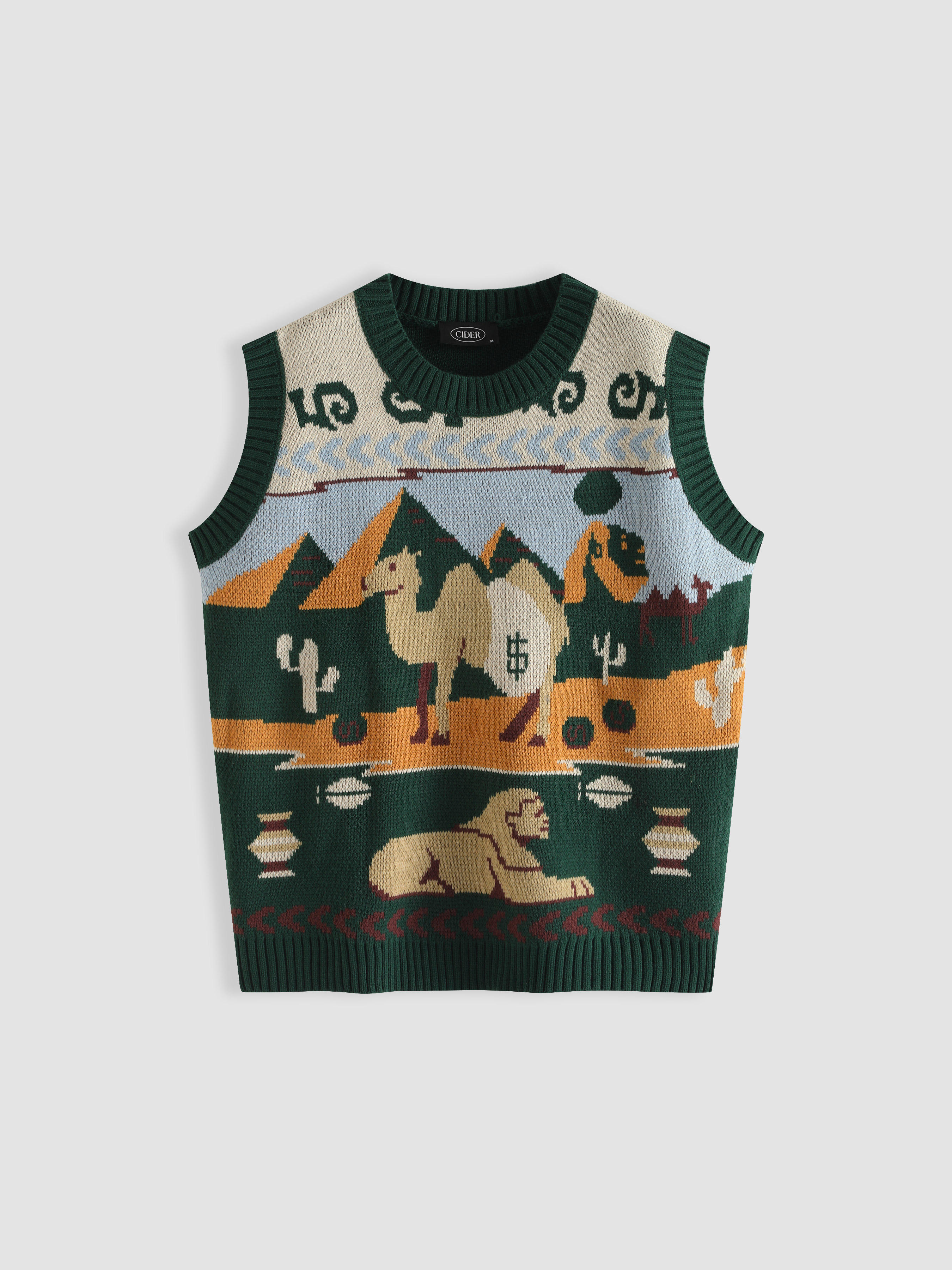 Travel Around Graphic Sweater Vest - Cider