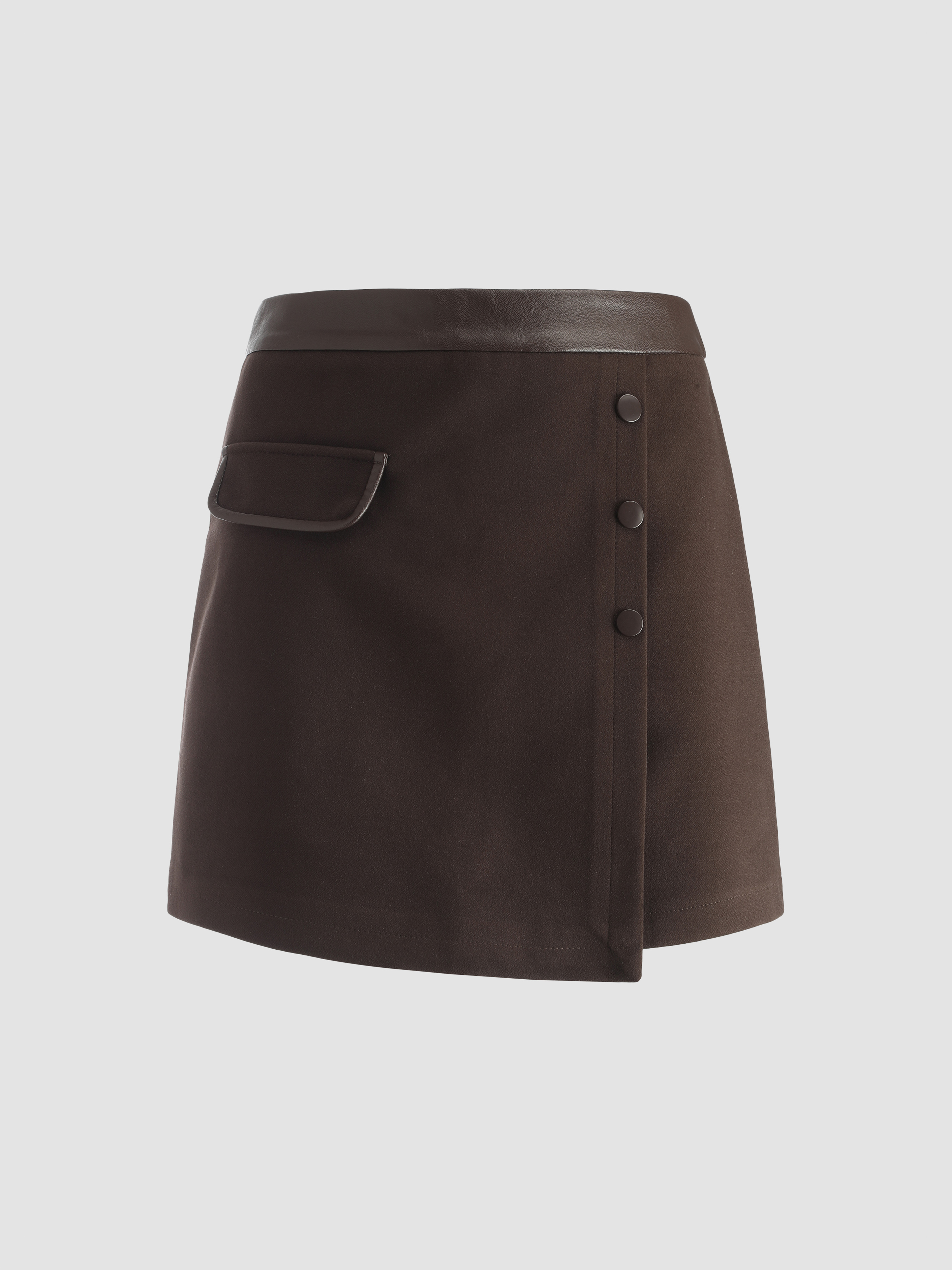 Leather Asymmetrical Mini Skirt Cider
