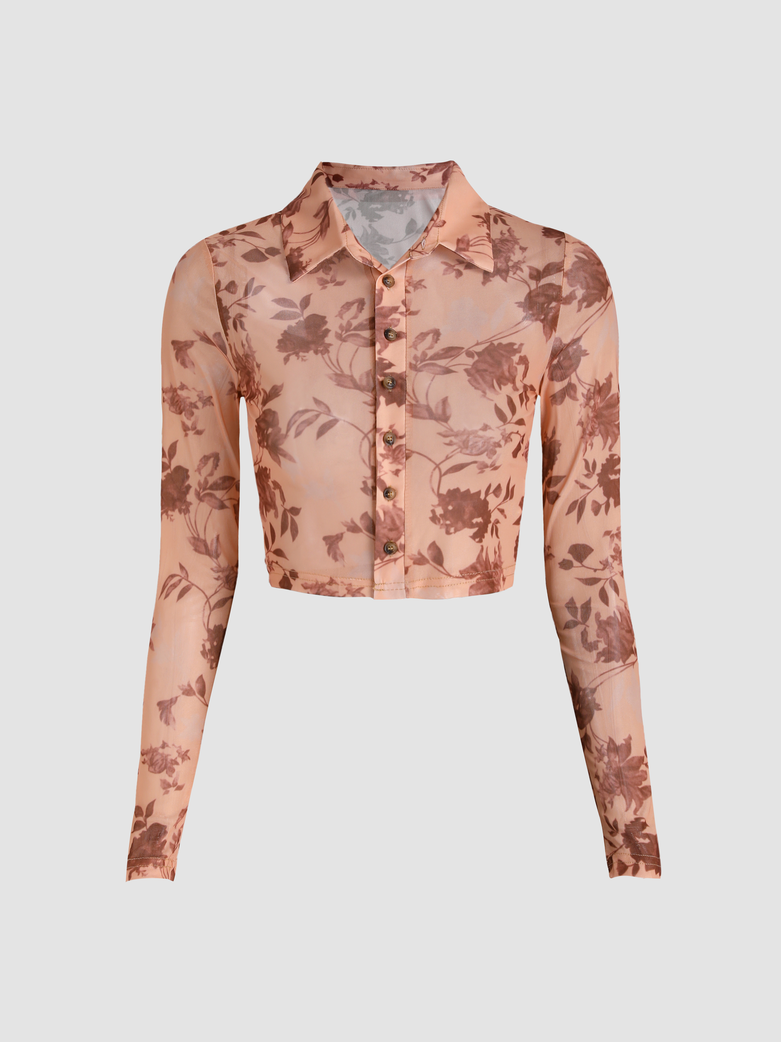 Floral Mesh Crop Top Cider