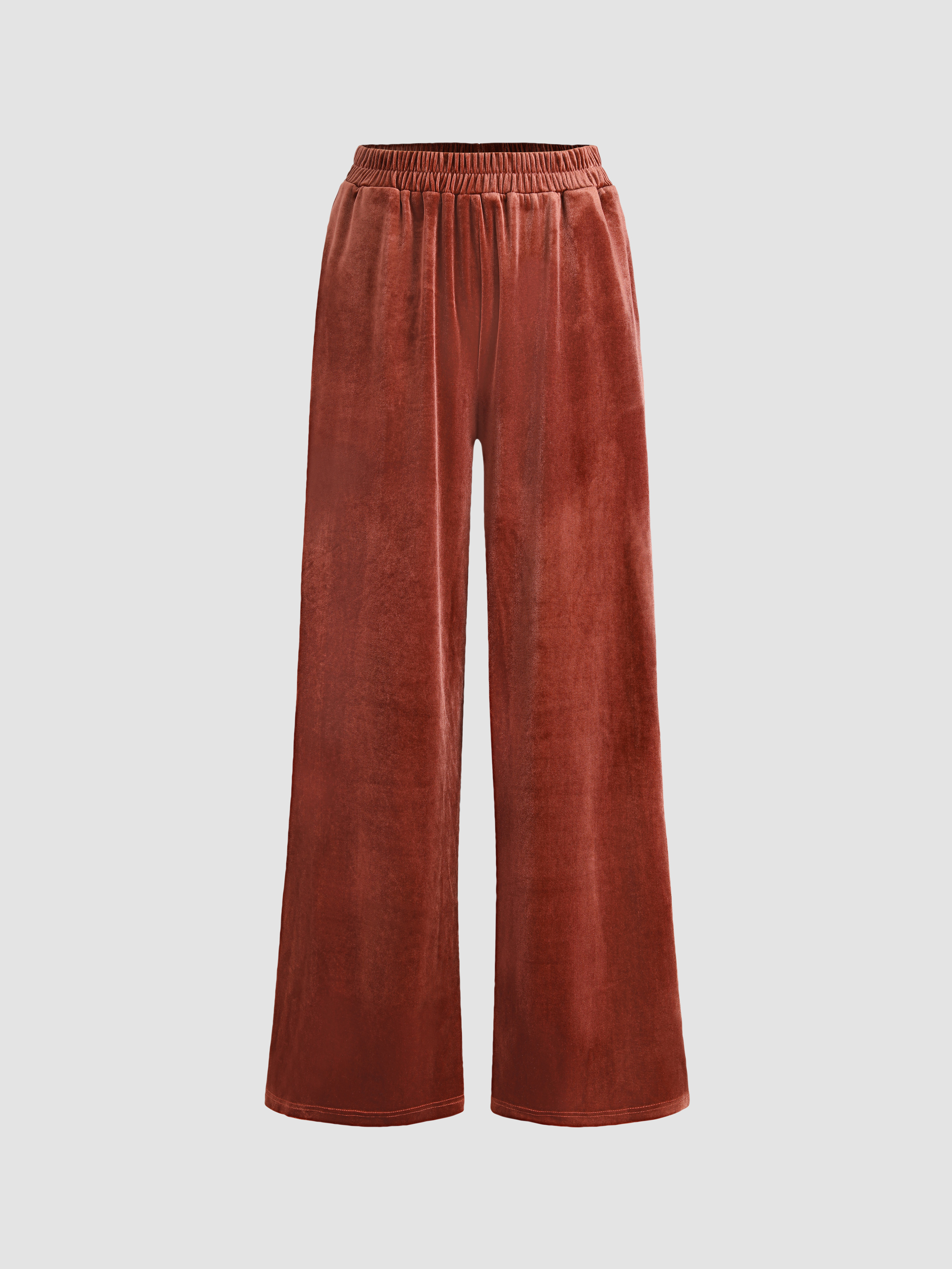 Ruched V Waist Tie Back Flared Trousers - Cider