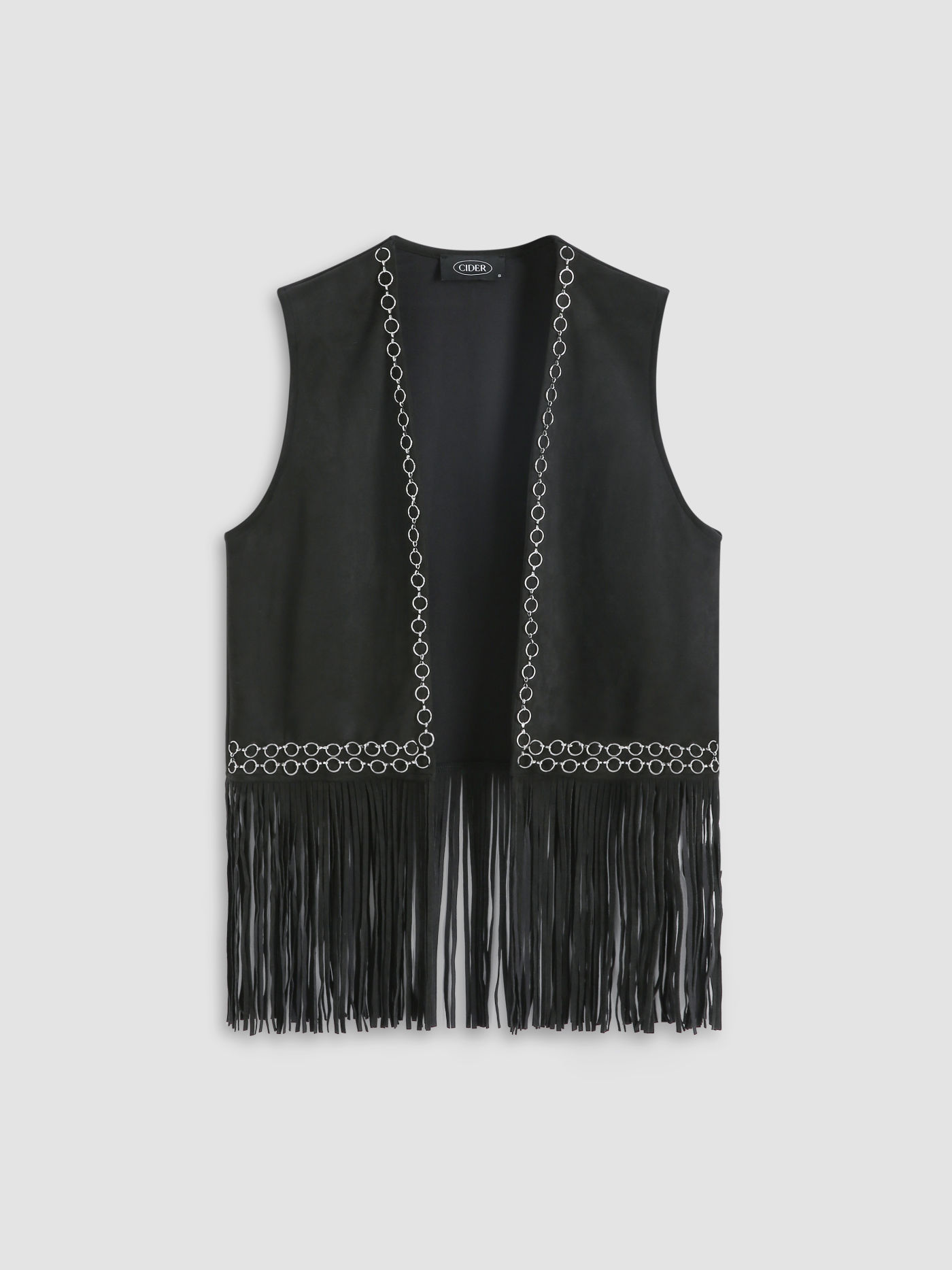 Gilet Noir à Franges