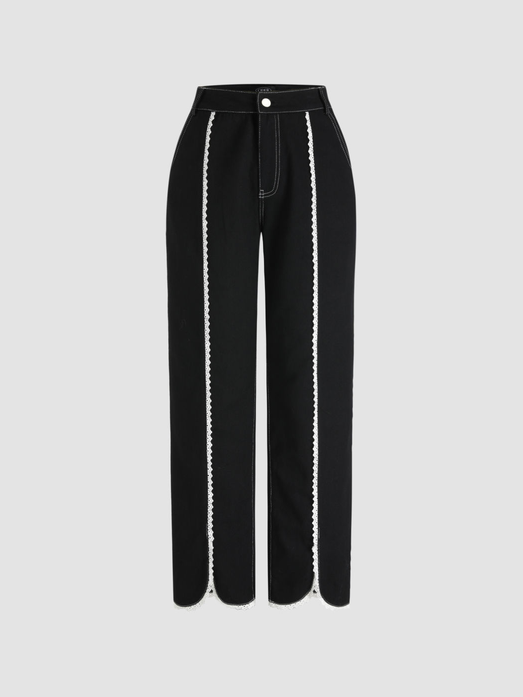 Spitzen Mid Rise Design Gerade Jeans