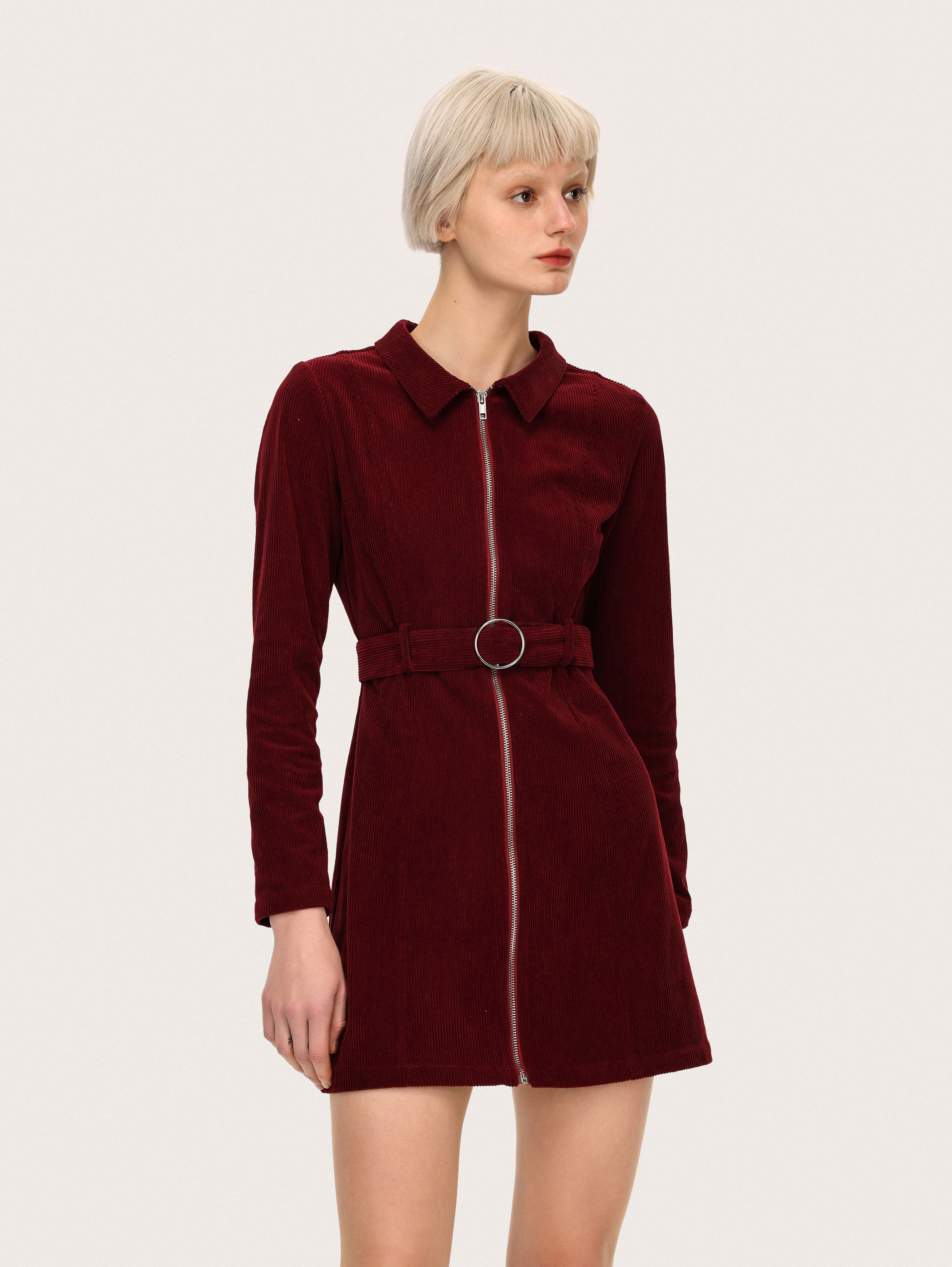 corduroy zip dress
