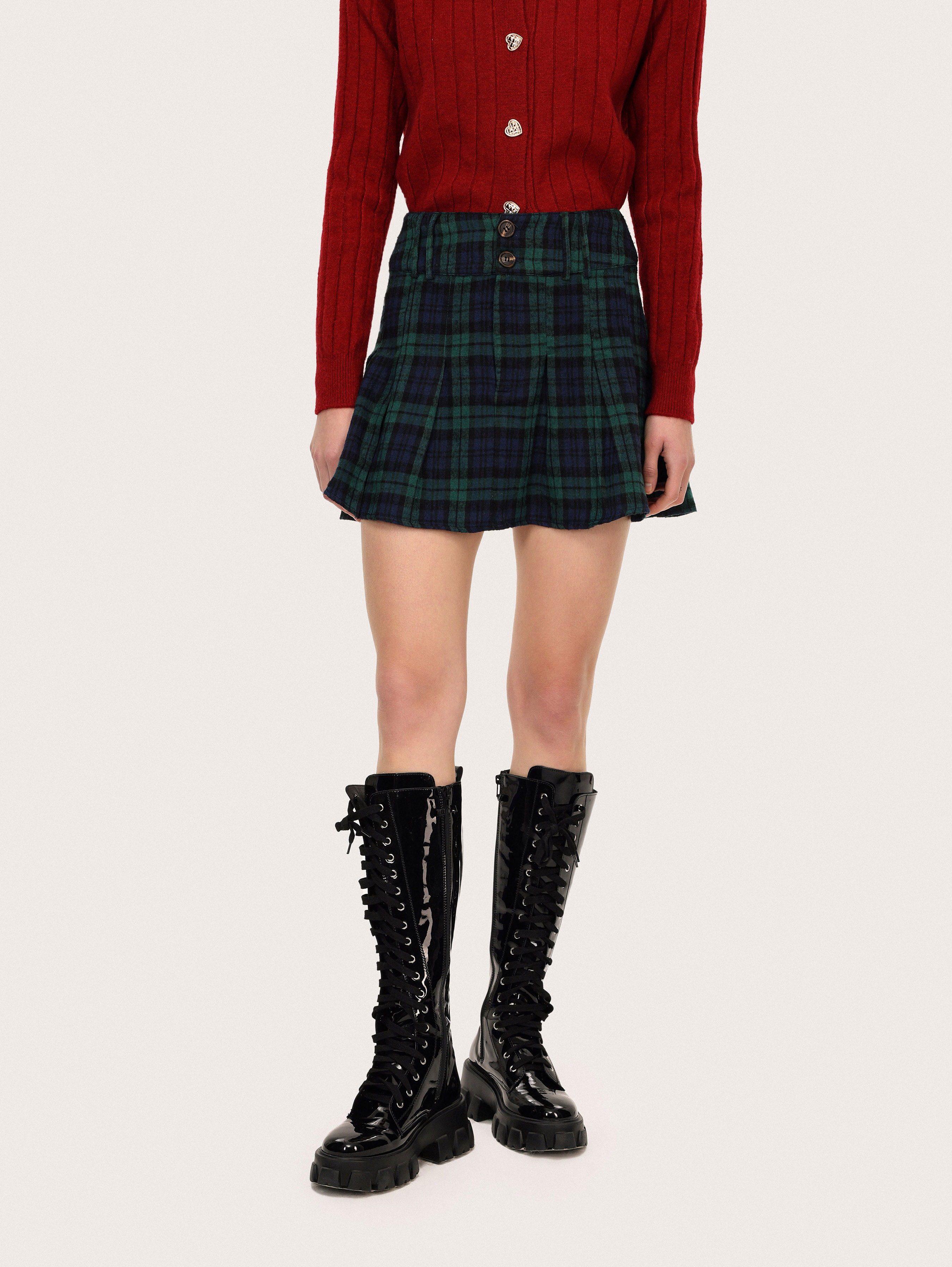 Plaid Pattern Mini Skirt Cider