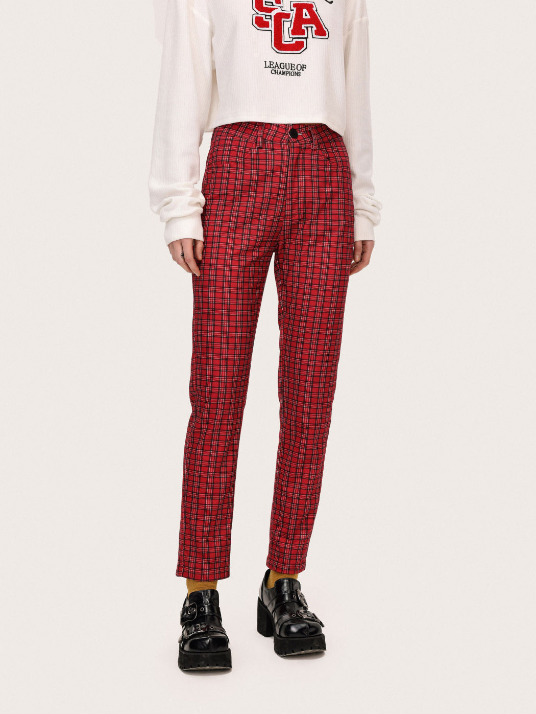 Plaid Pattern Pants Cider