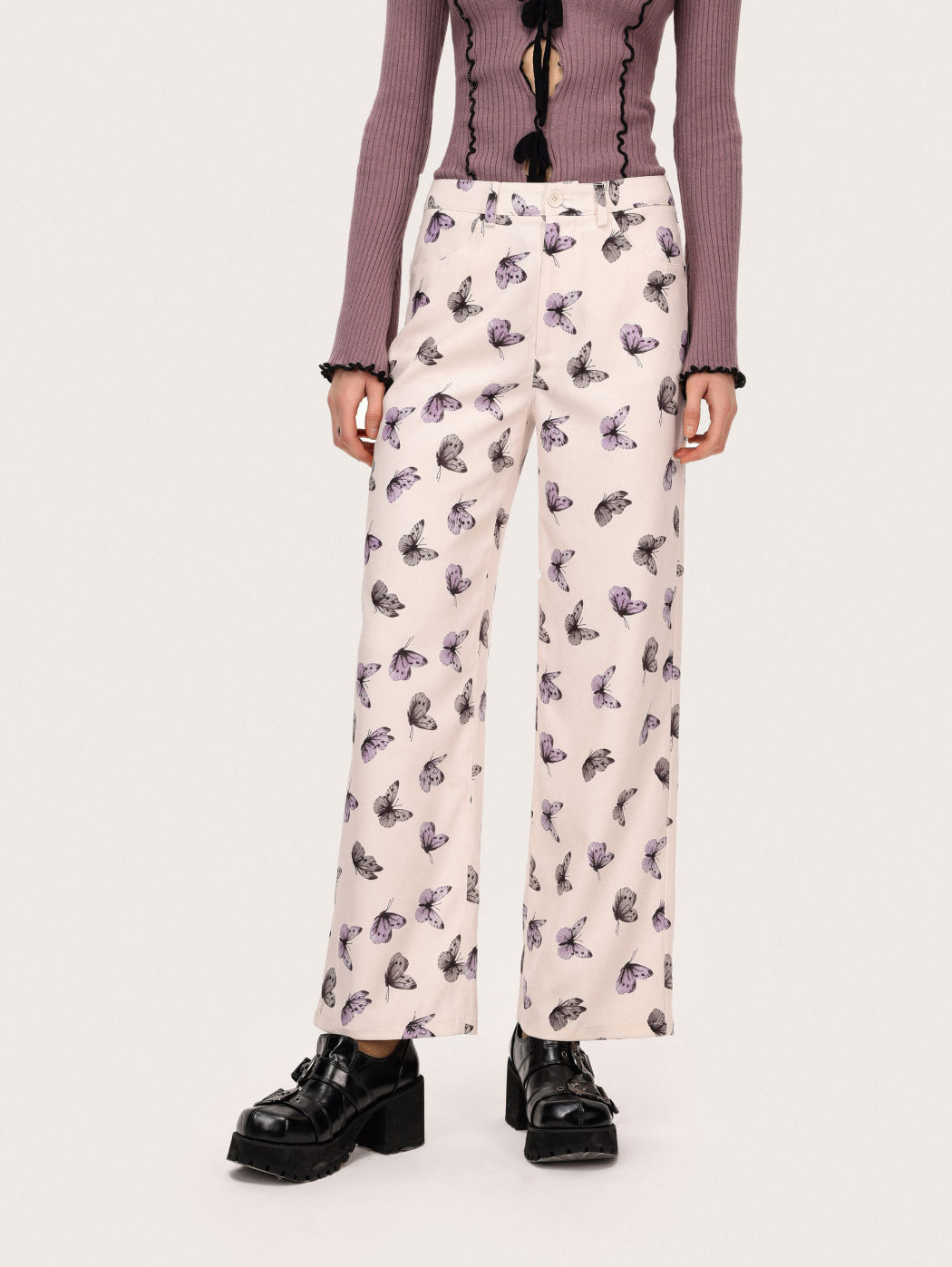 Denim Butterfly Jeans For School Daily Casual Picnic Exhibition Coffee