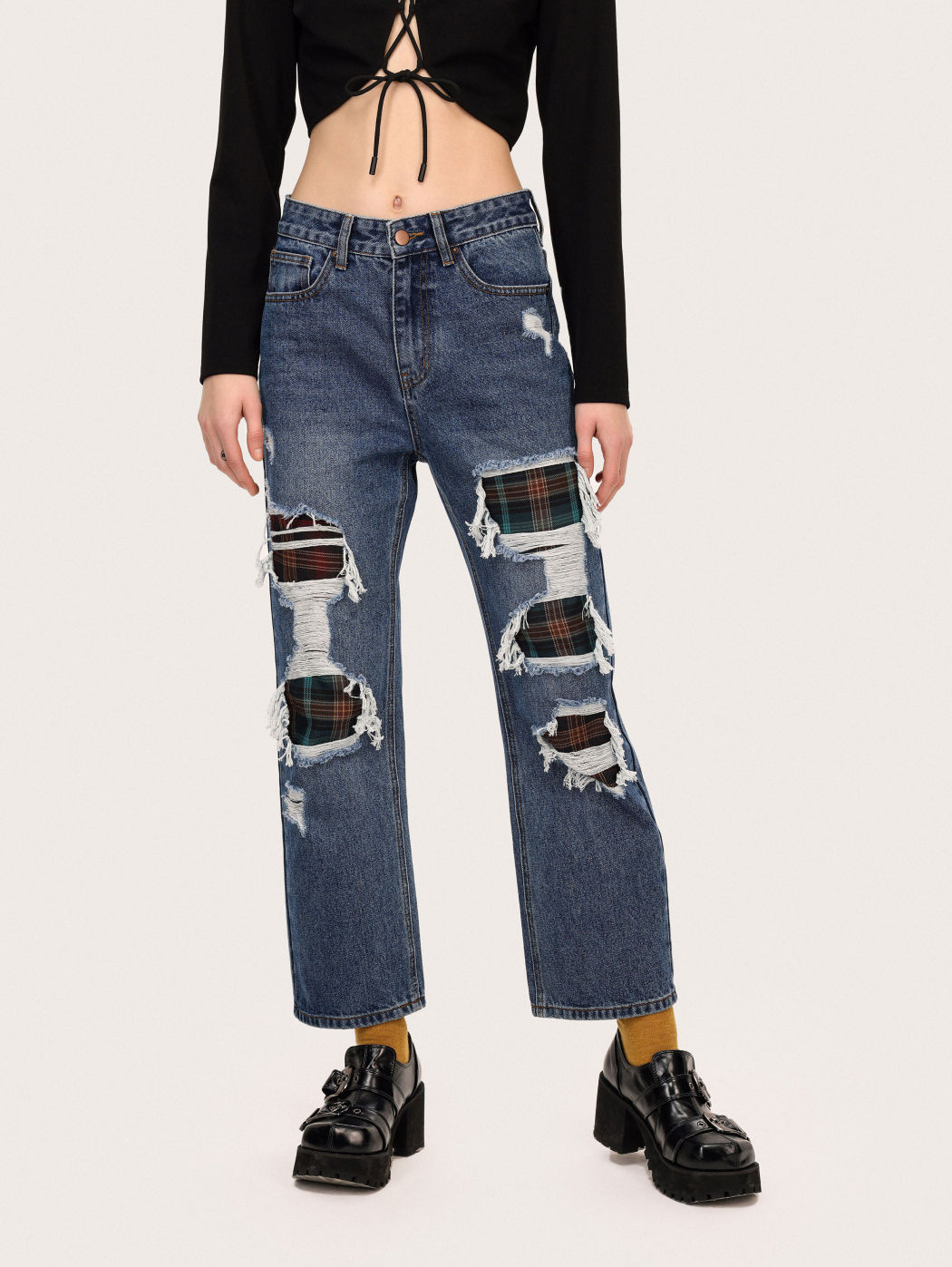 Patched Up Distressed Denim Jeans