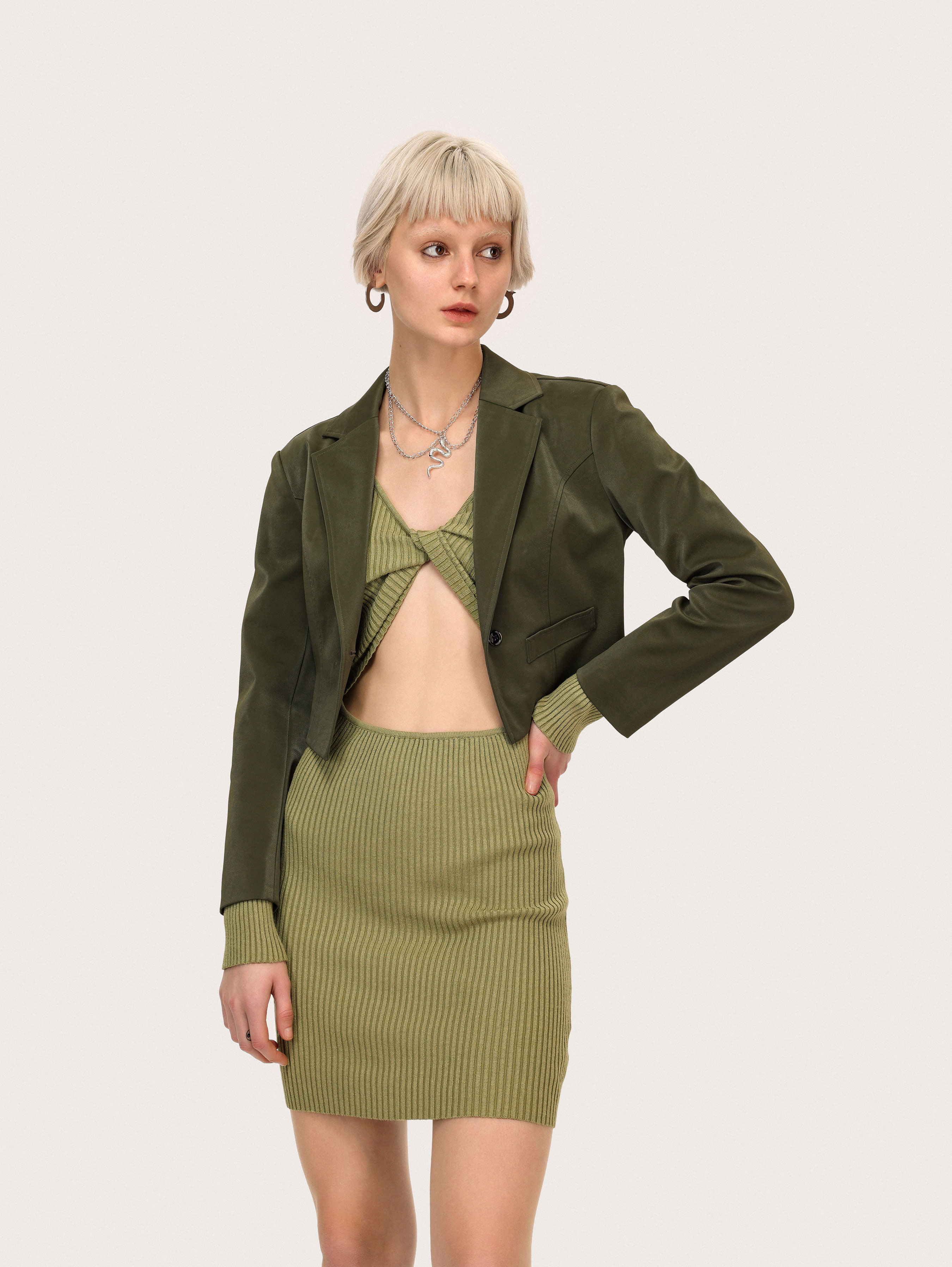 Cropped sale olive jacket