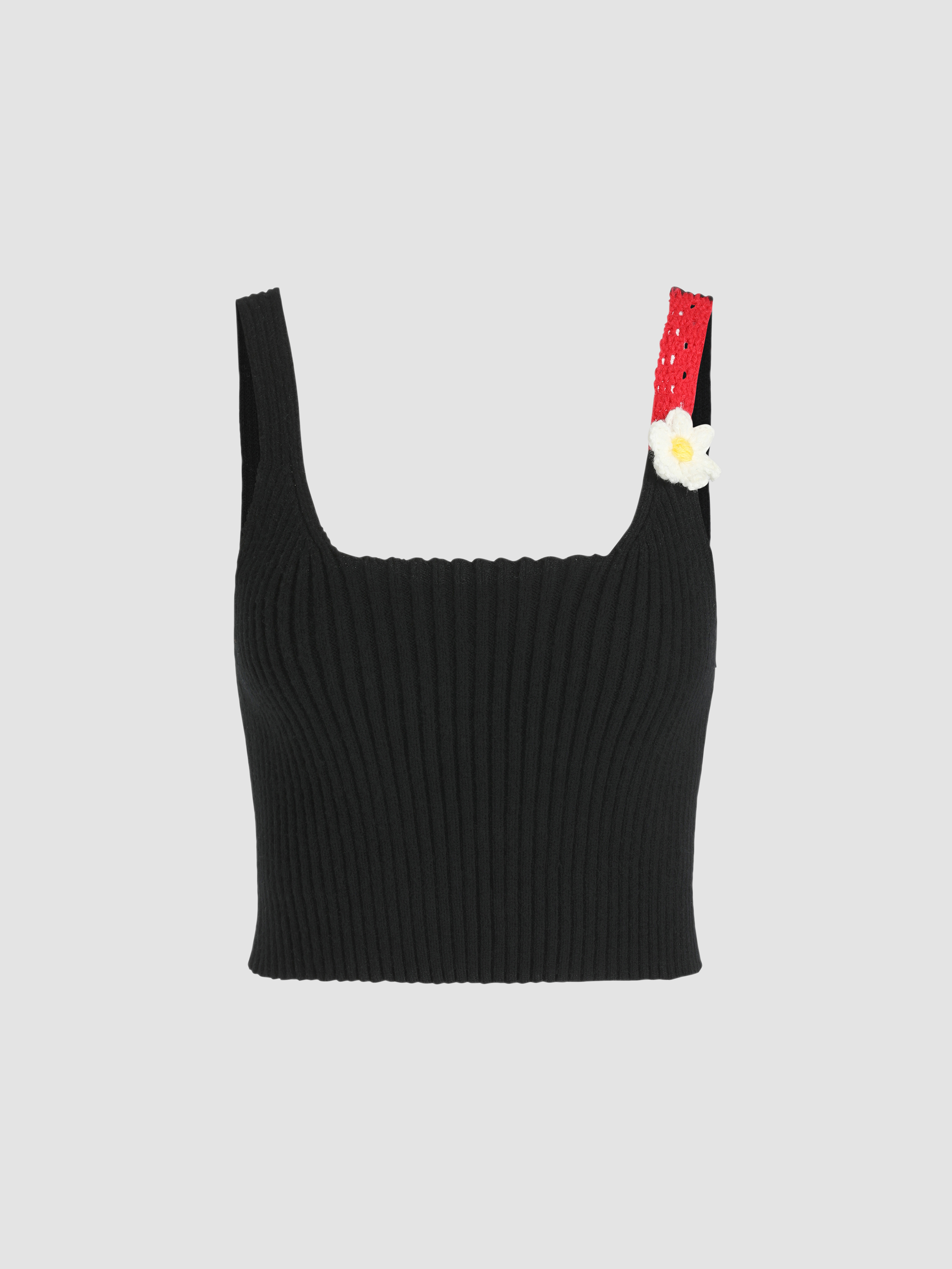 Floral Rib Knit Tank Top