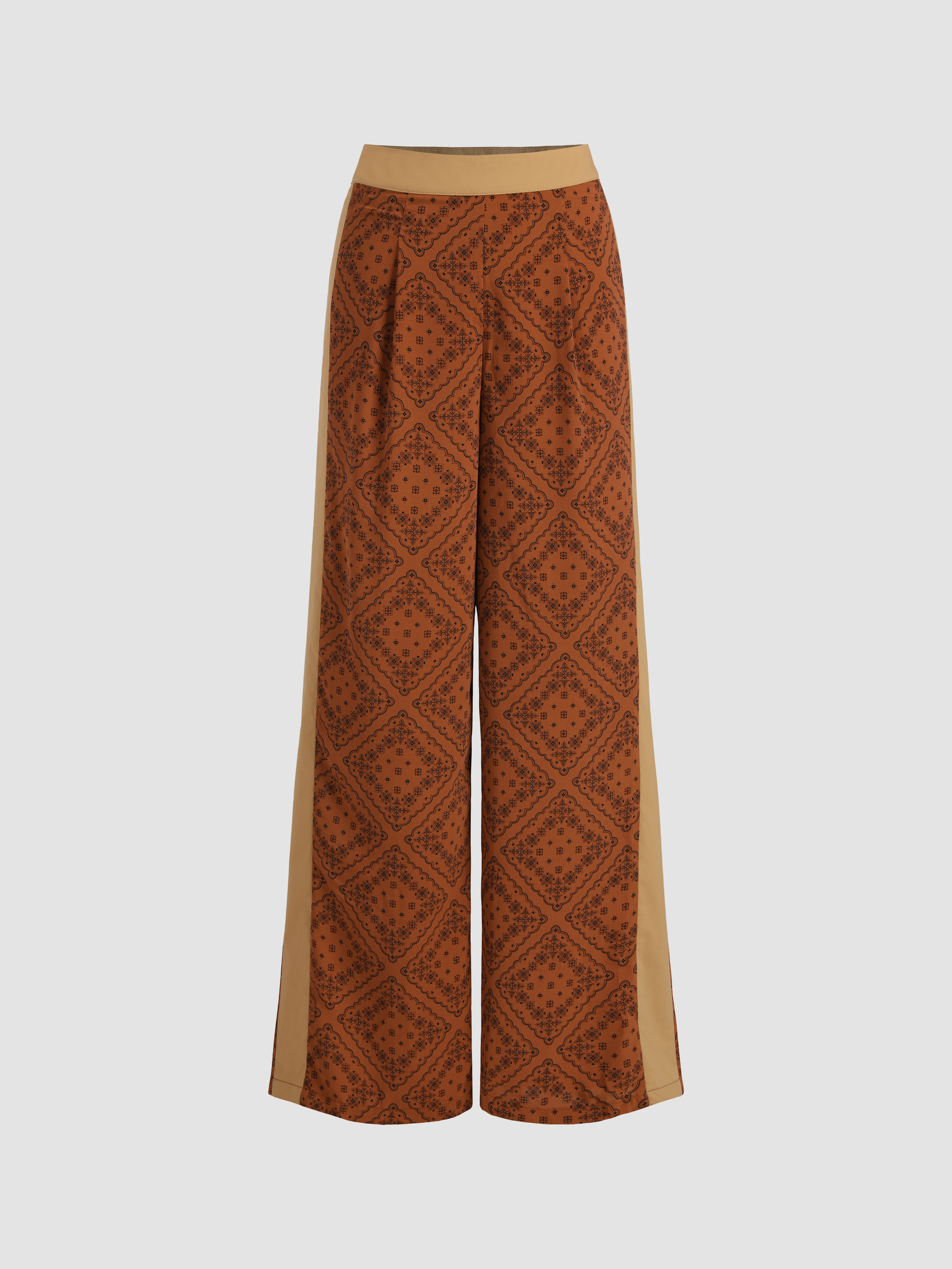 Free Fall Print Wide Leg Pants - Cider