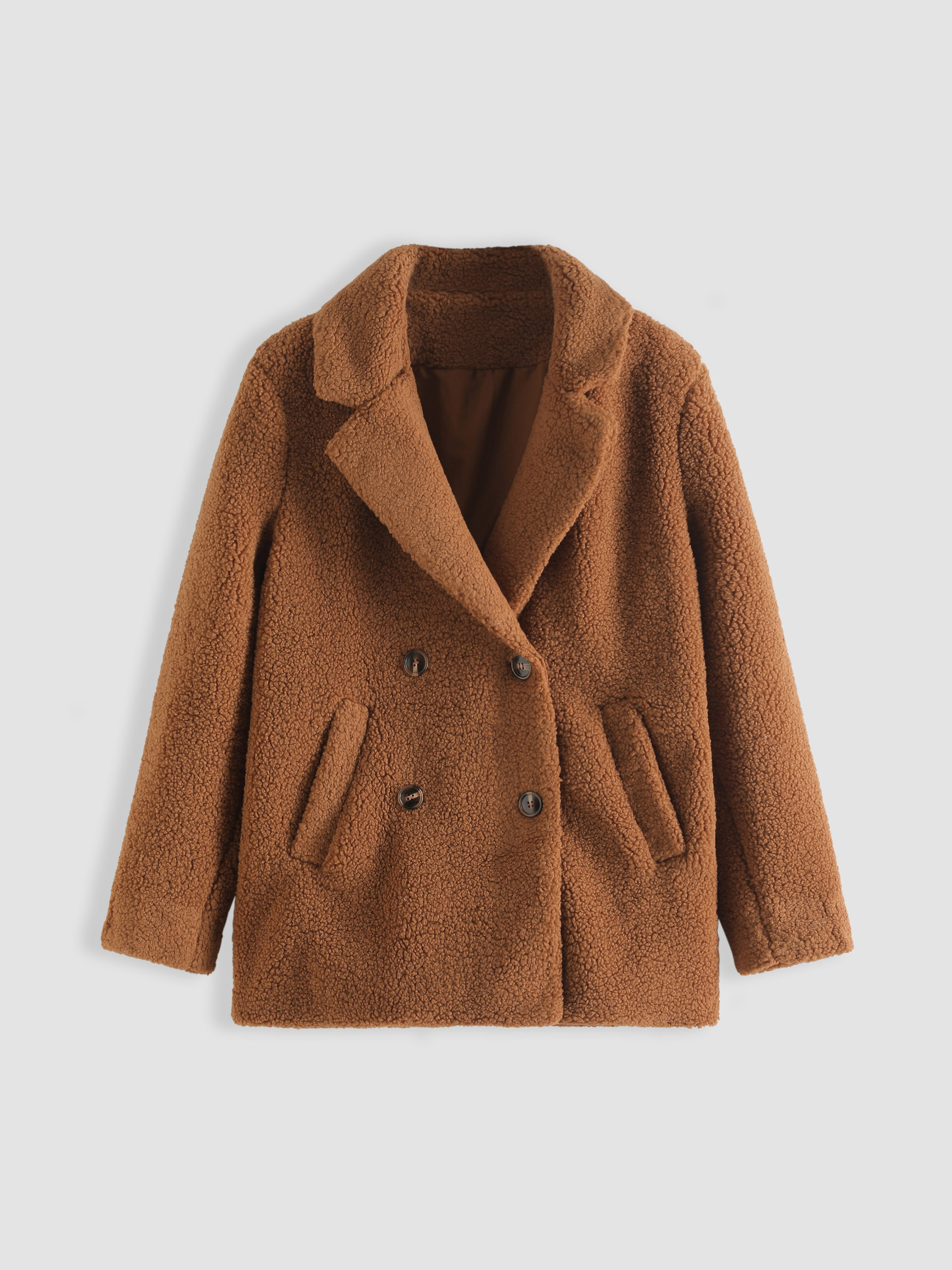 Camel teddy outlet coat h&m