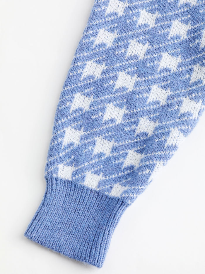 Blue Houndstooth Sweater Cider
