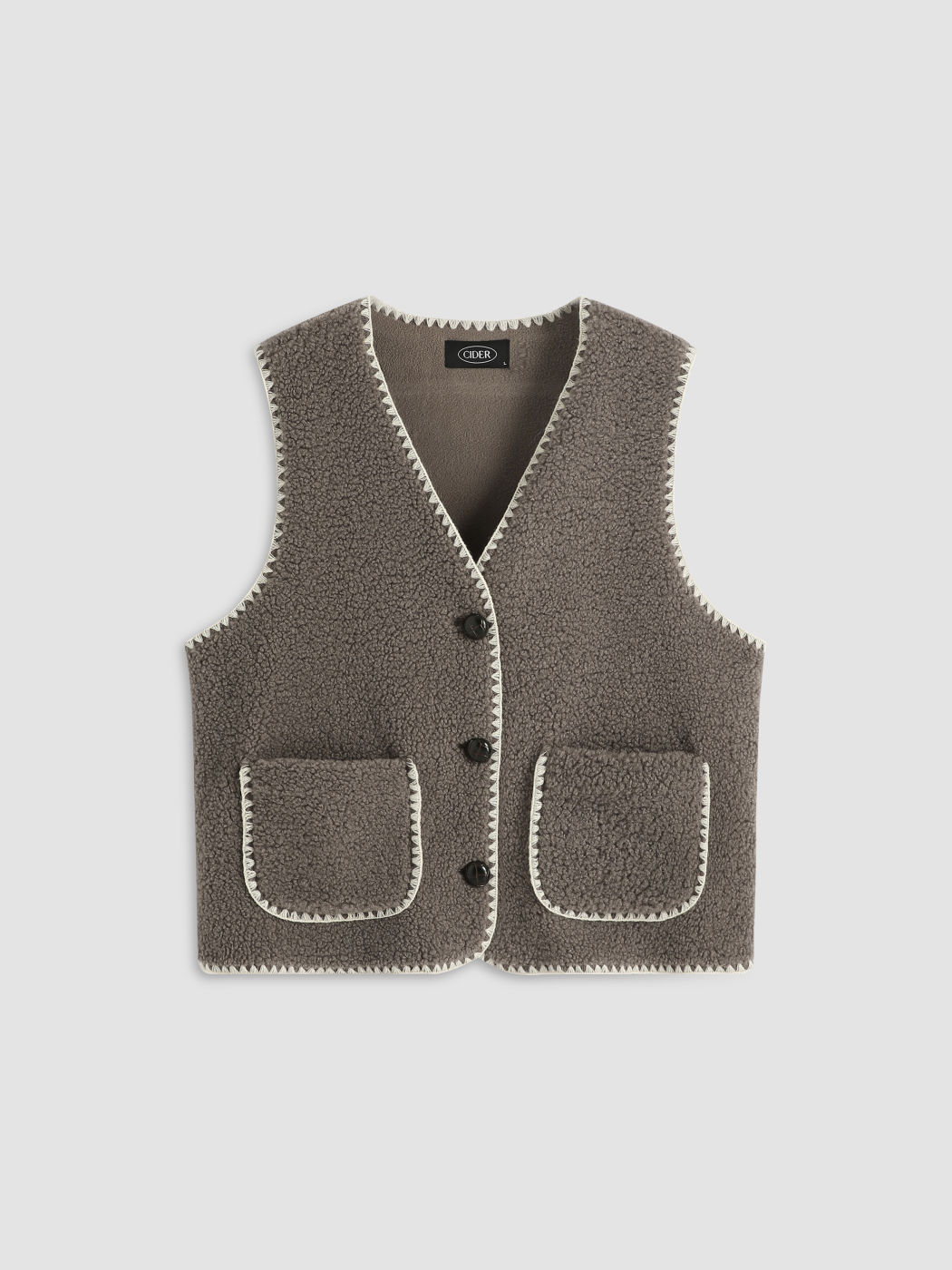 Casual Brown Fleece Vest For School Daily Casual Exhibition Coffee Shop