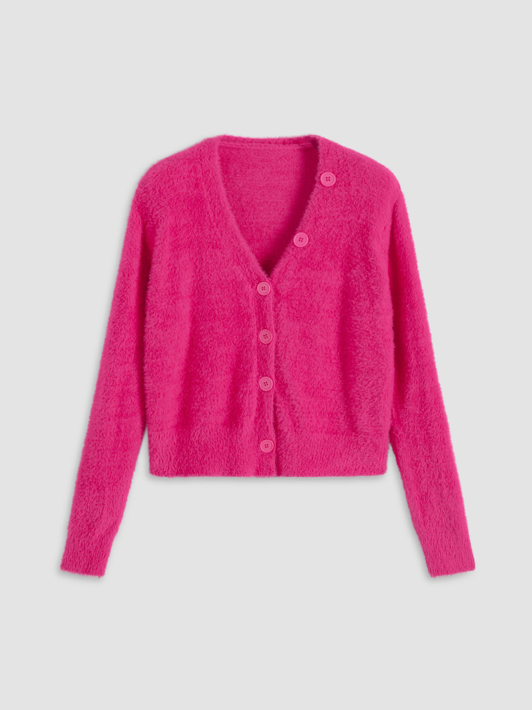 Strickjacke mit Fuzzy-Knöpfen