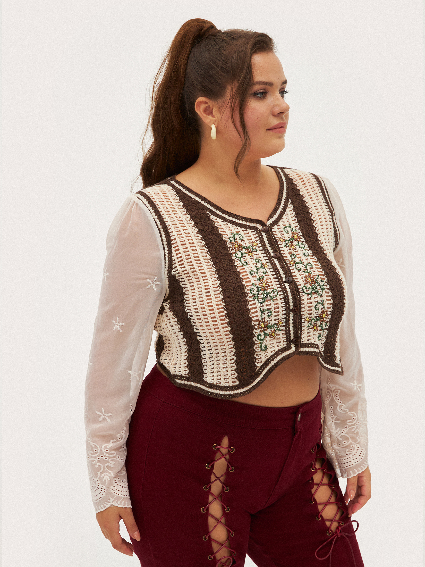 Curve & Plus Tribal Jacquard Blouse For Outdoor