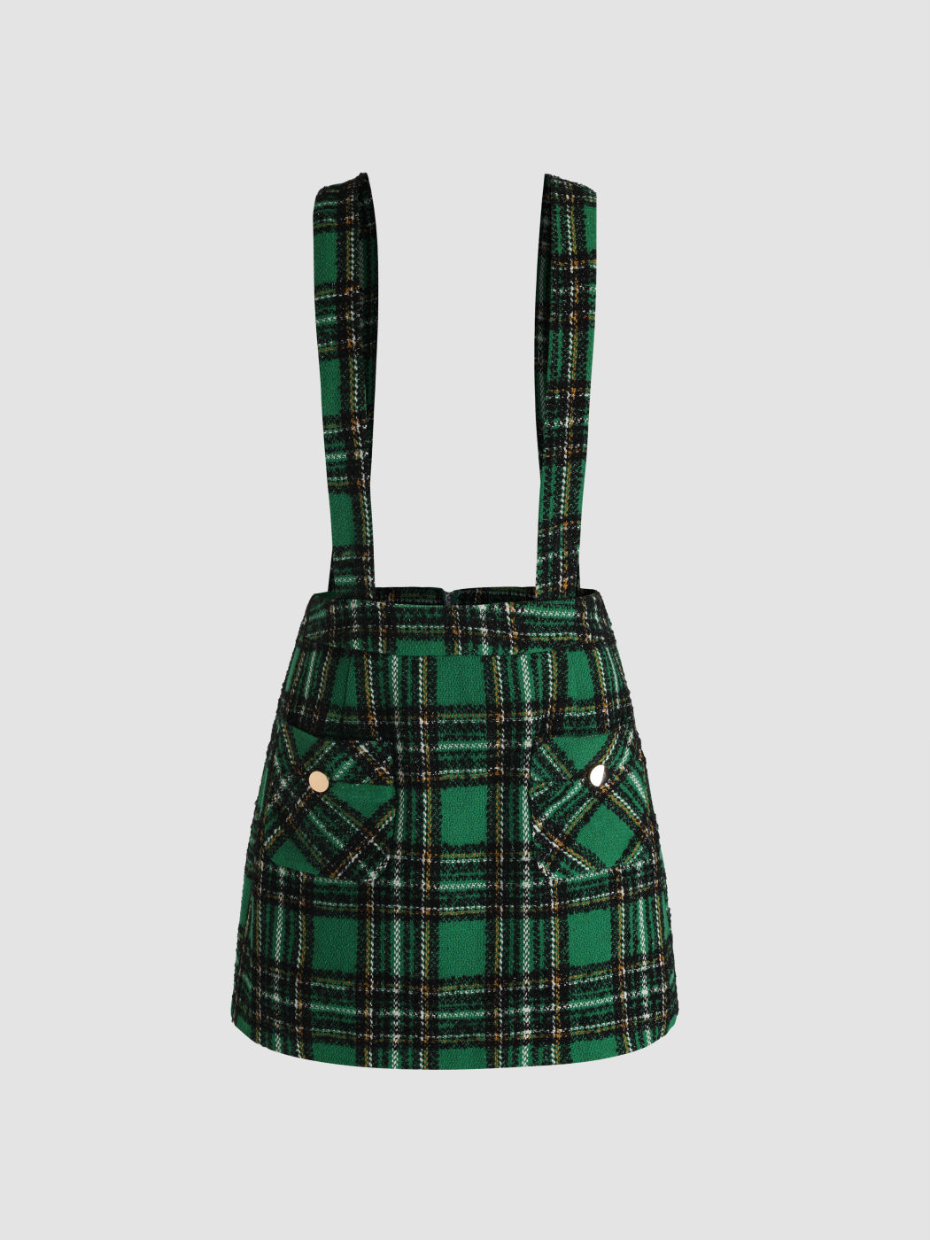 Tweed Plaid Overall Dress