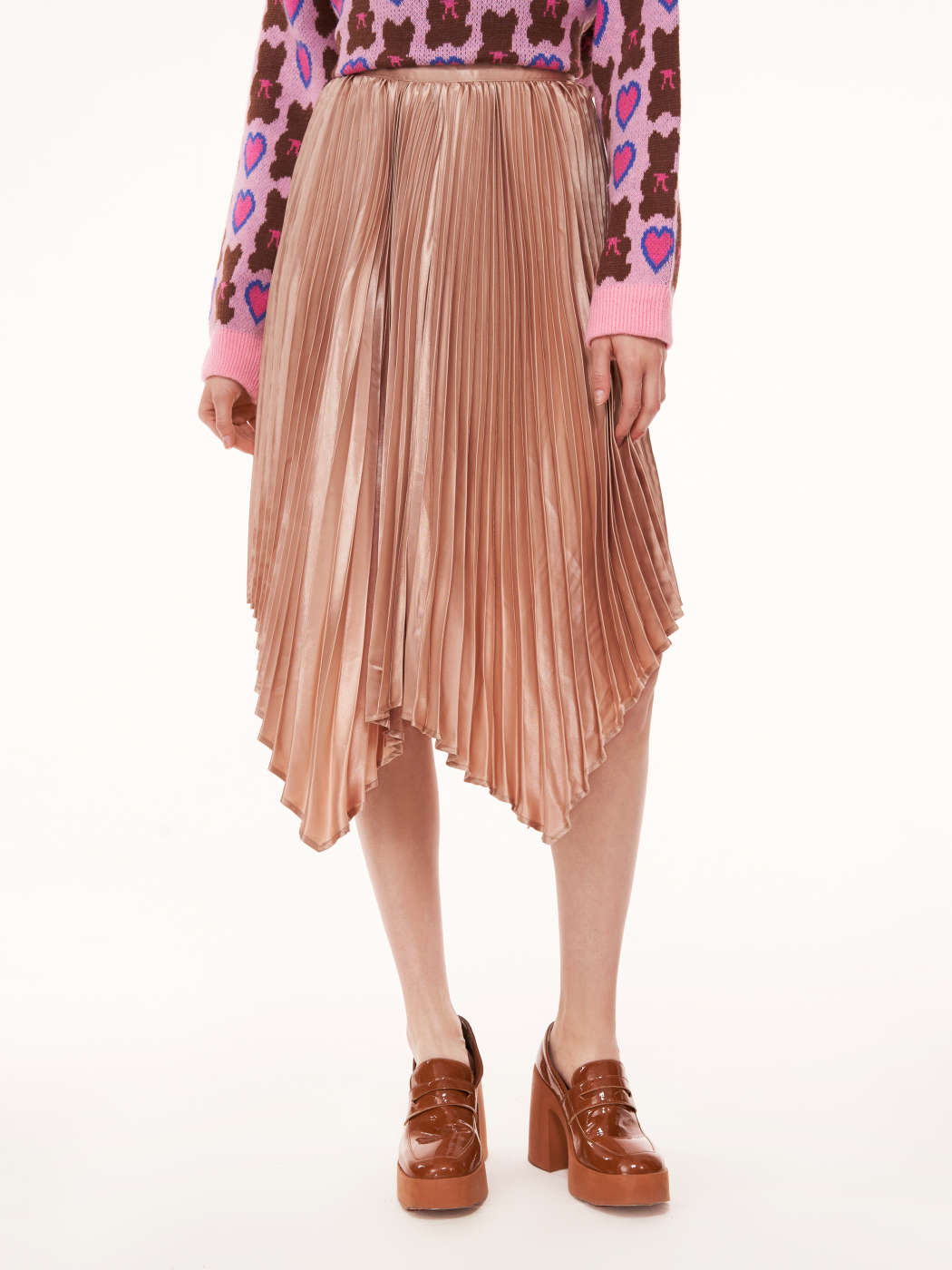 Asymmetric Hem Asos Metallic Pleated Skirt Hankey Hem Pleated