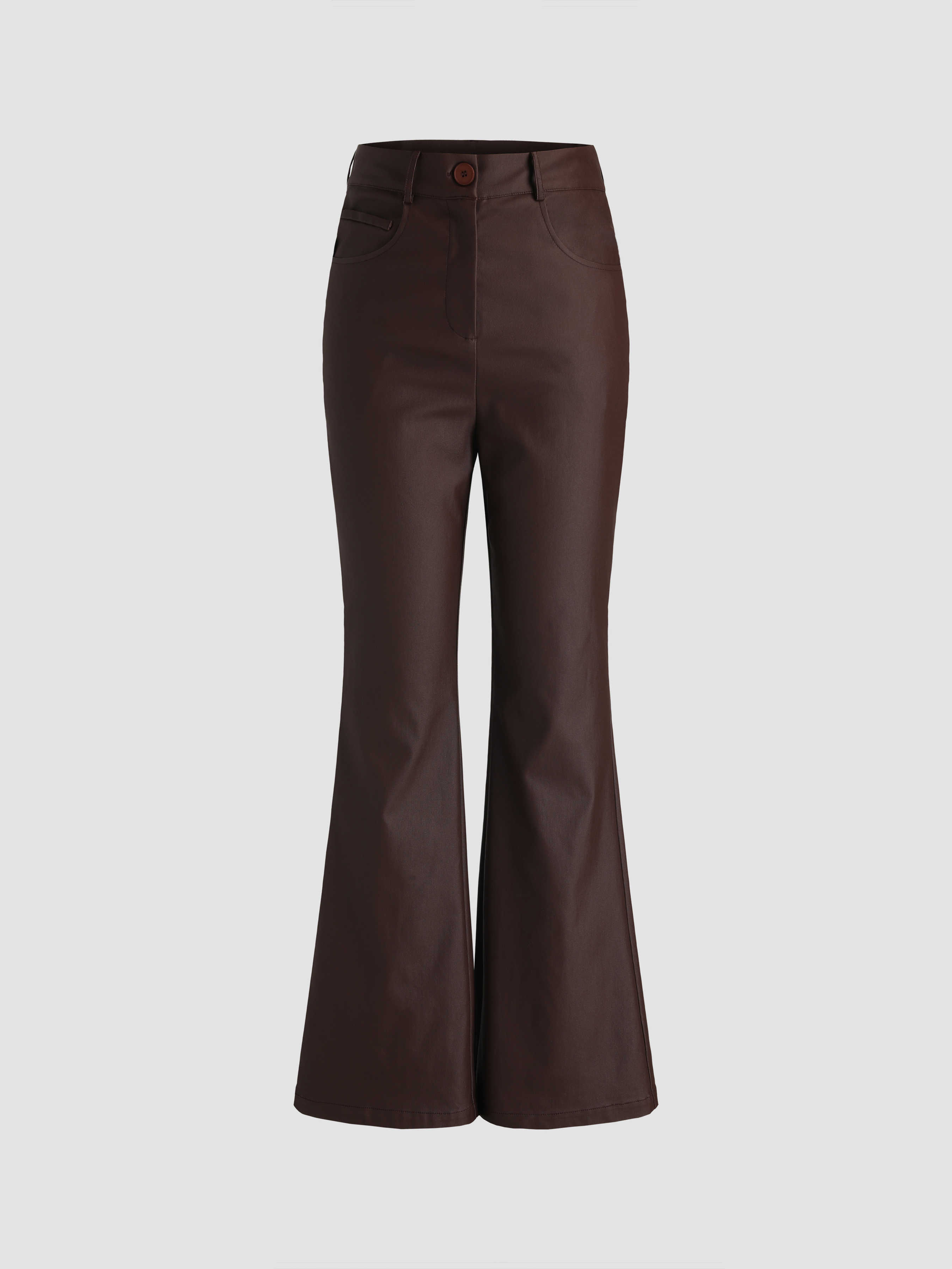 Solid Leather Flare Trousers Cider