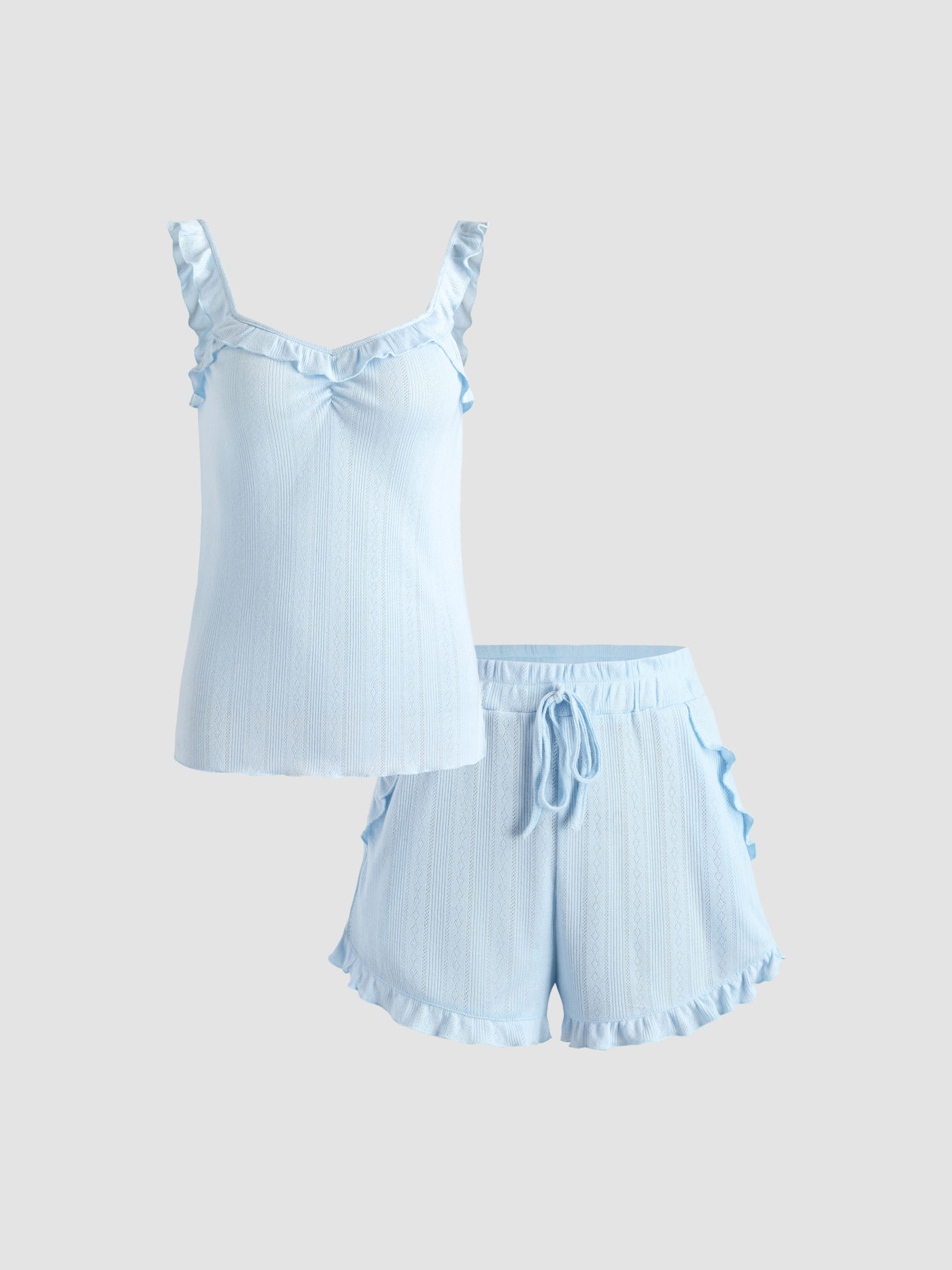 Sweet Ruffle Hem Solid Set