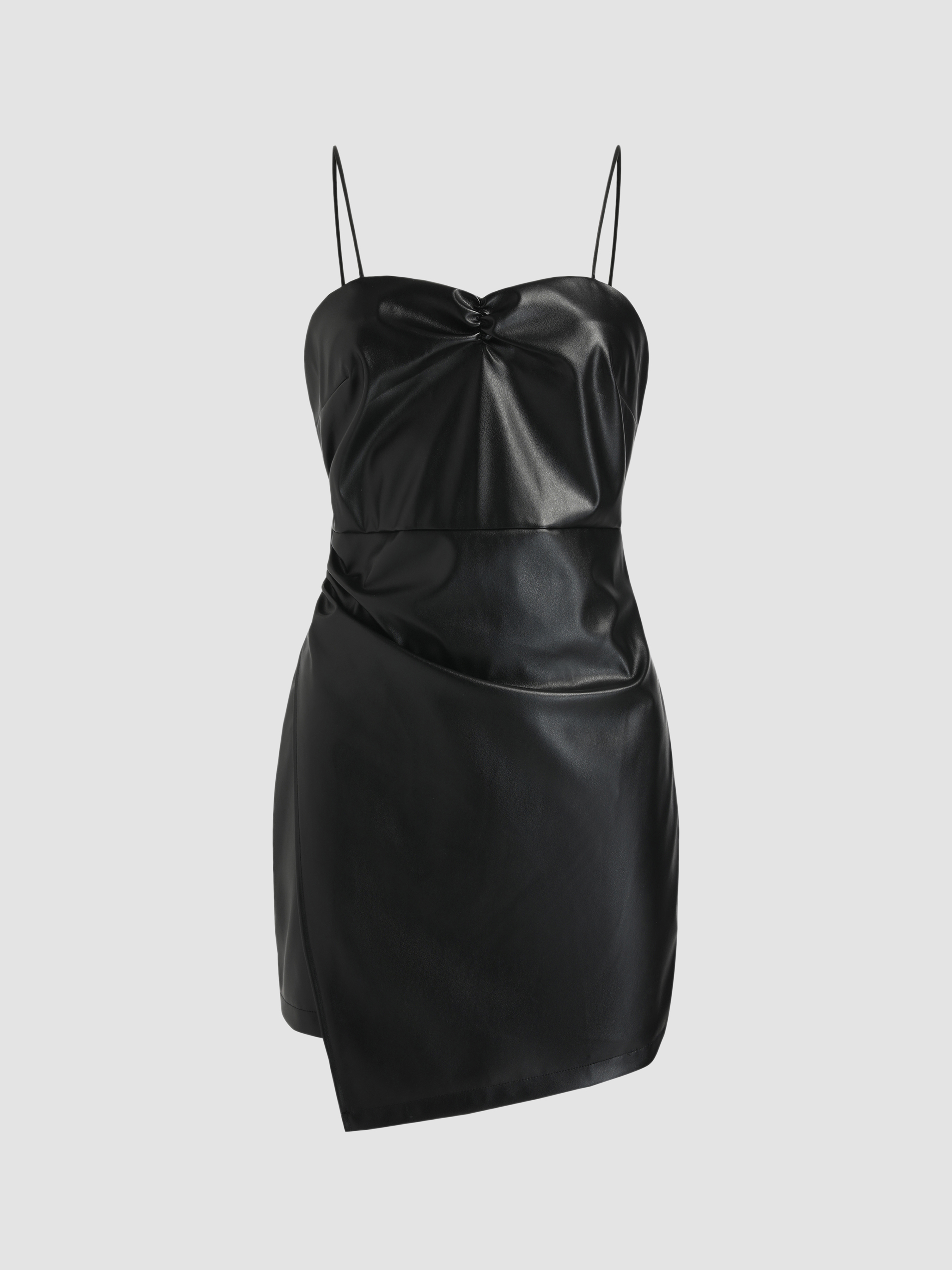 Faux Leather Slit Mini Dress Cider