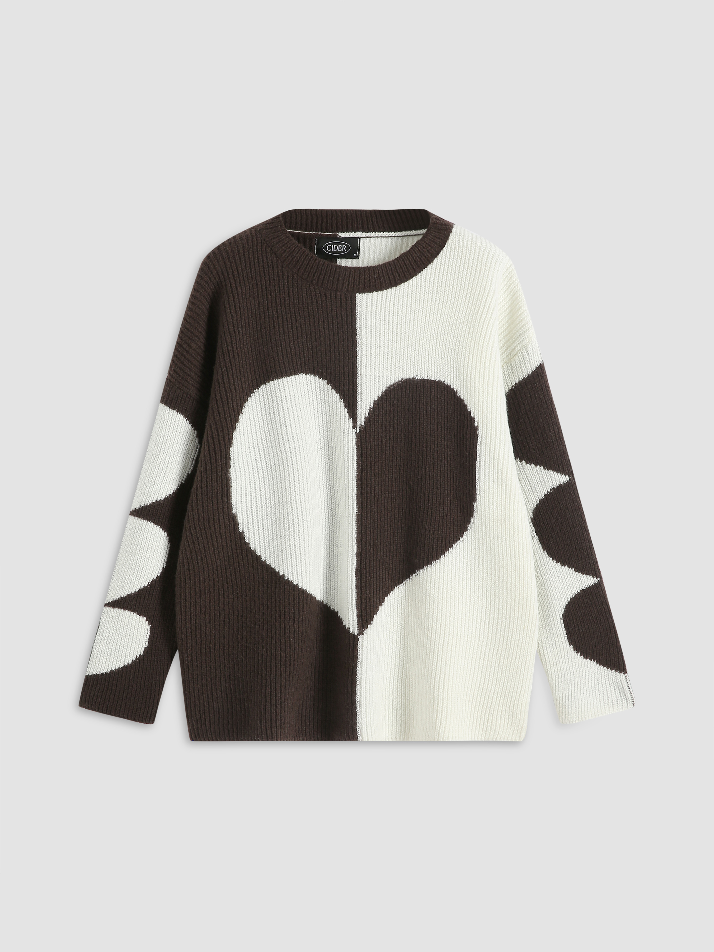 Patchy Heart Sweater For Daily Casual Date Vacation