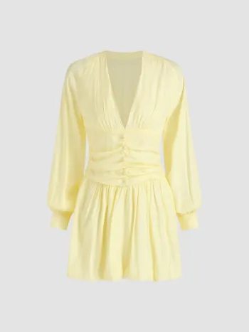 Deep V Solid Mini Dress
