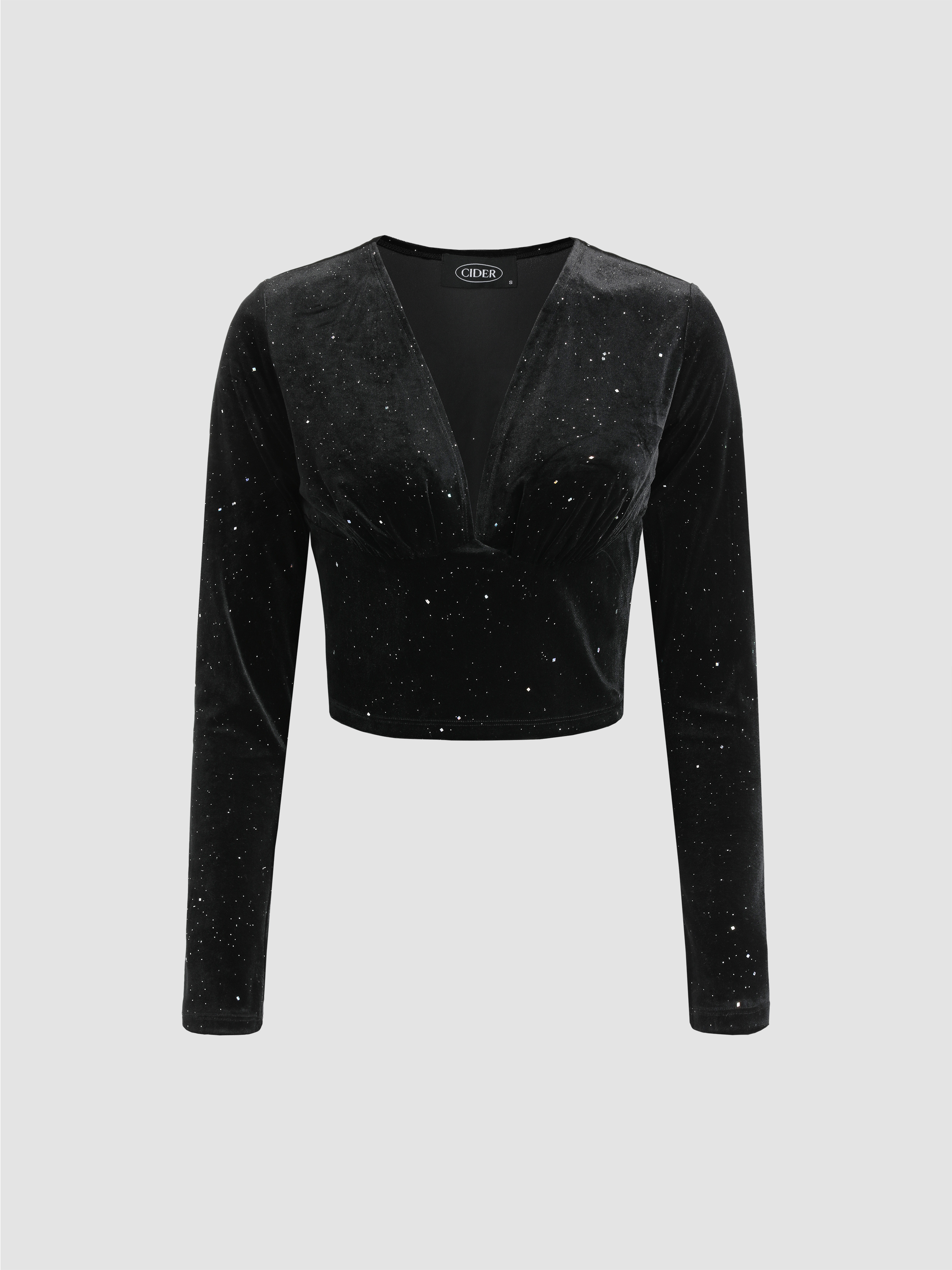 black glitter long sleeve top