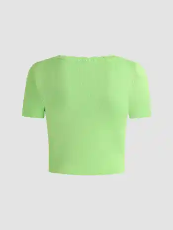 Solid Spitze Patchy Knit Crop Top