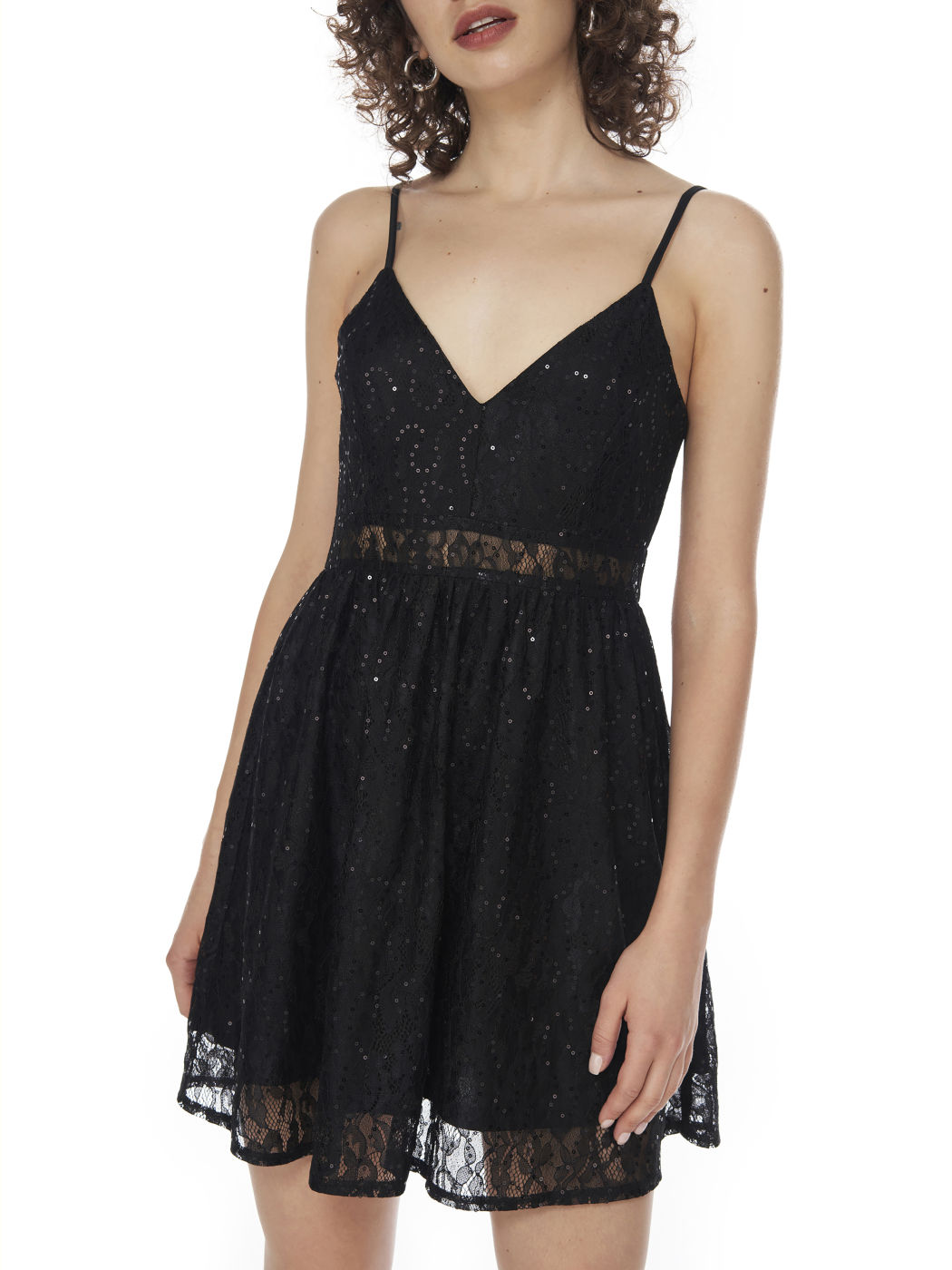  Mitternachtstanz Schwarzes Paillettenkleid