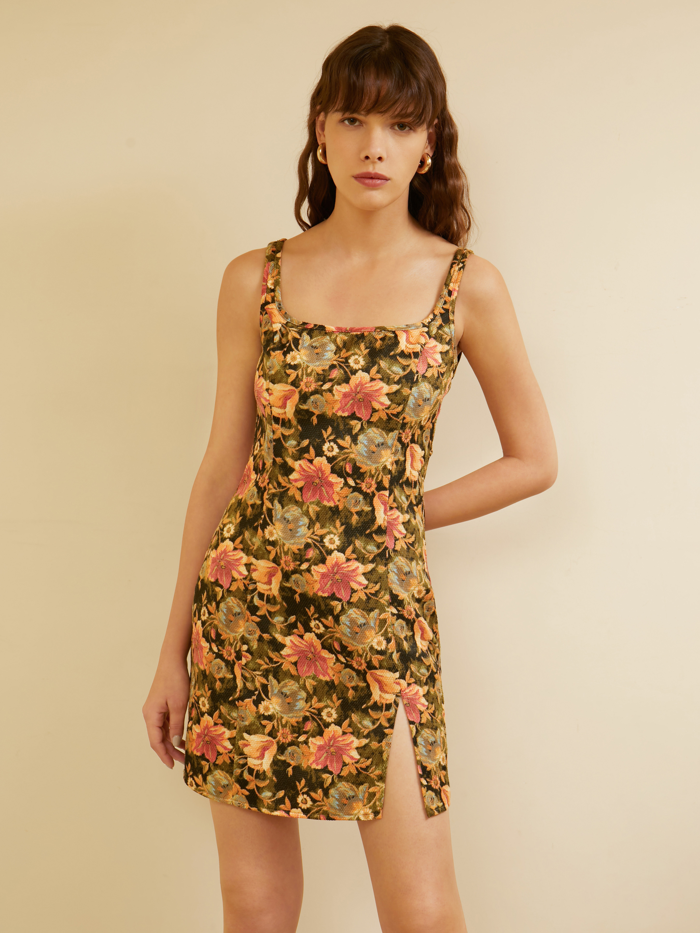 Floral Forever Corduroy Slit Dress