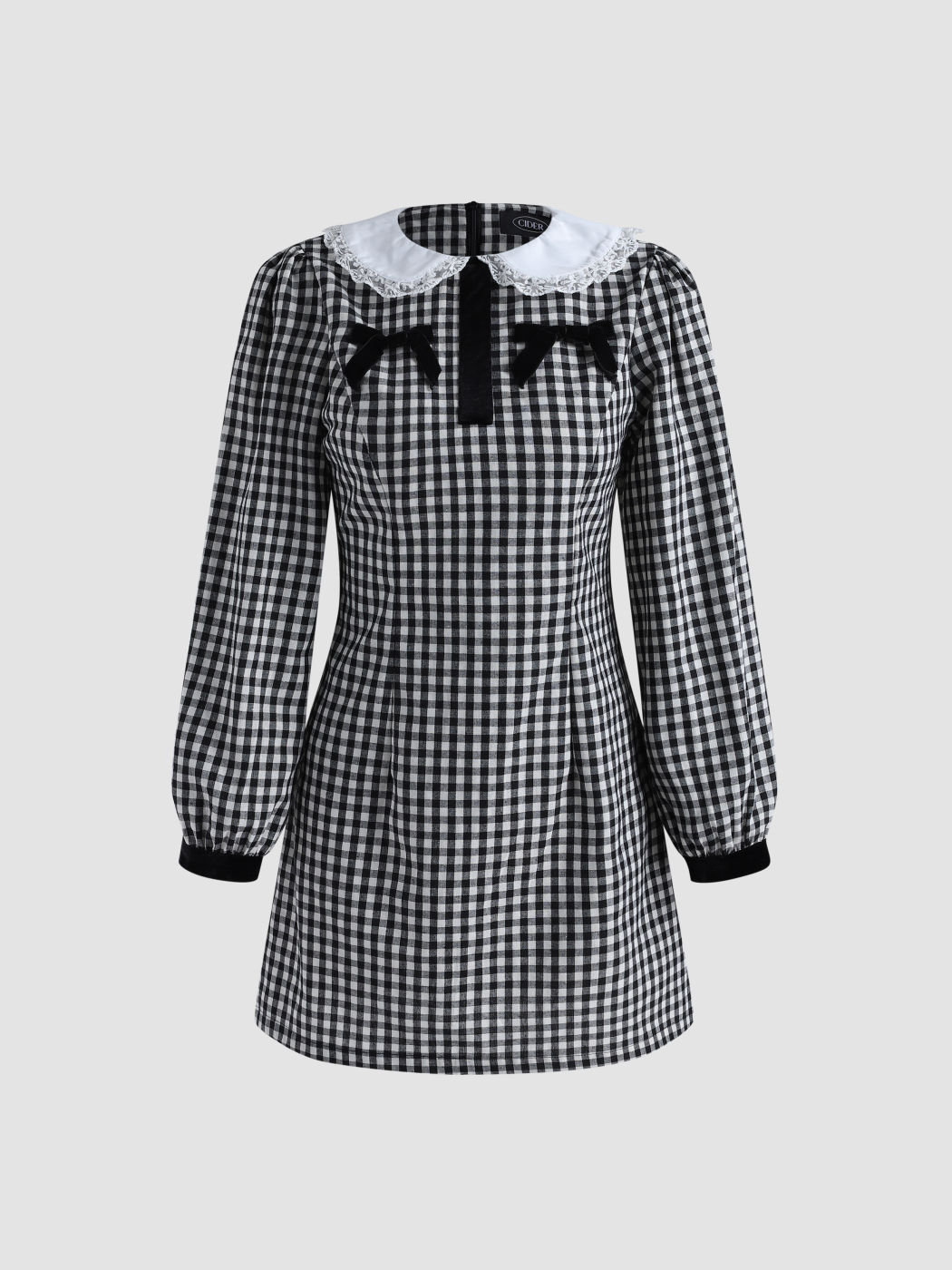 Kariertes Kleid mit Schleifen vorne