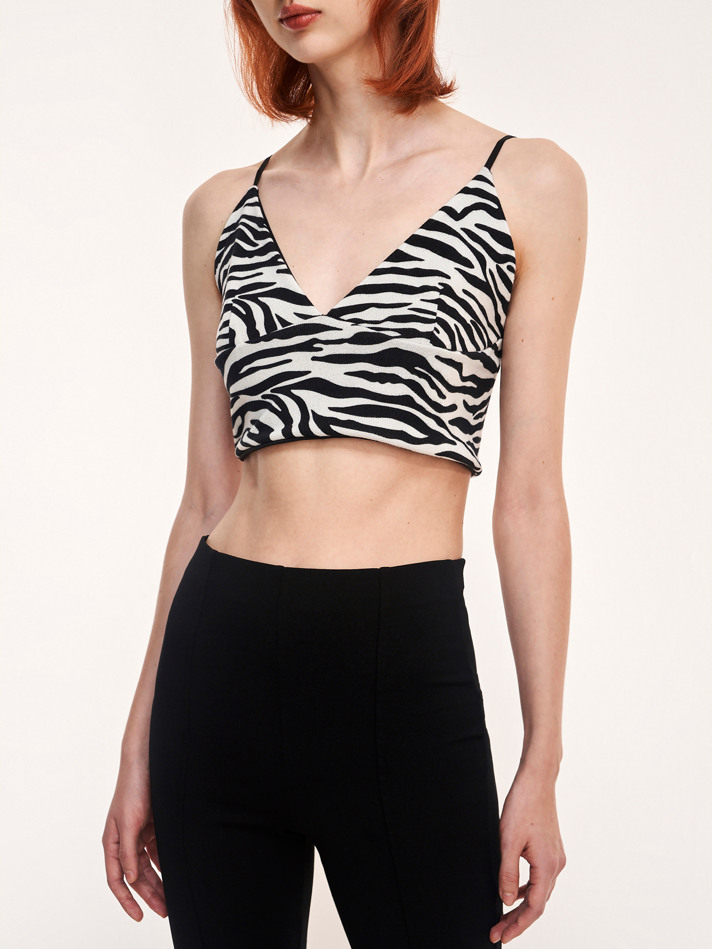 Zebra Striped Lace Tank Top - Cider