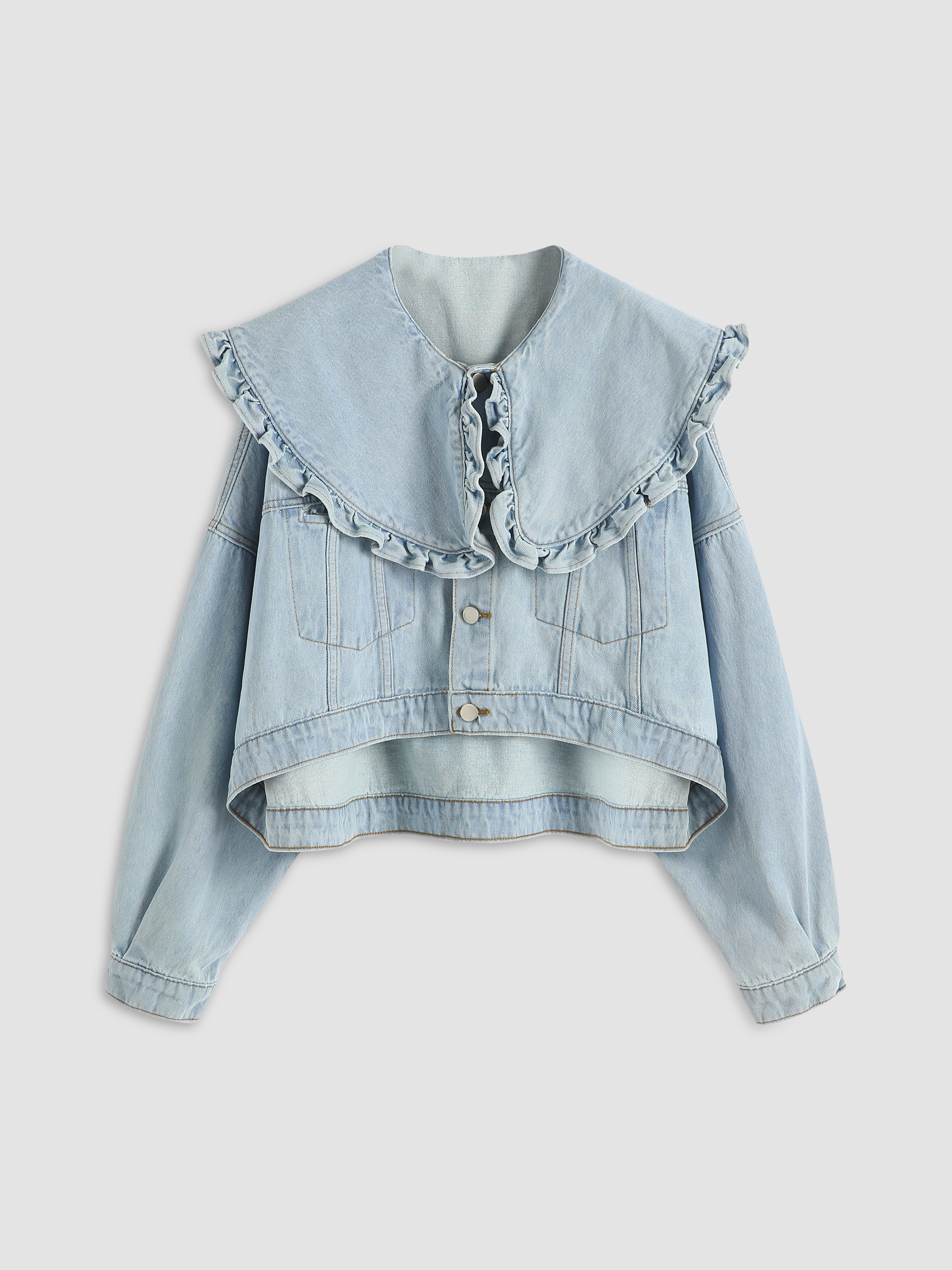 Ruffle Collar Denim Jacket