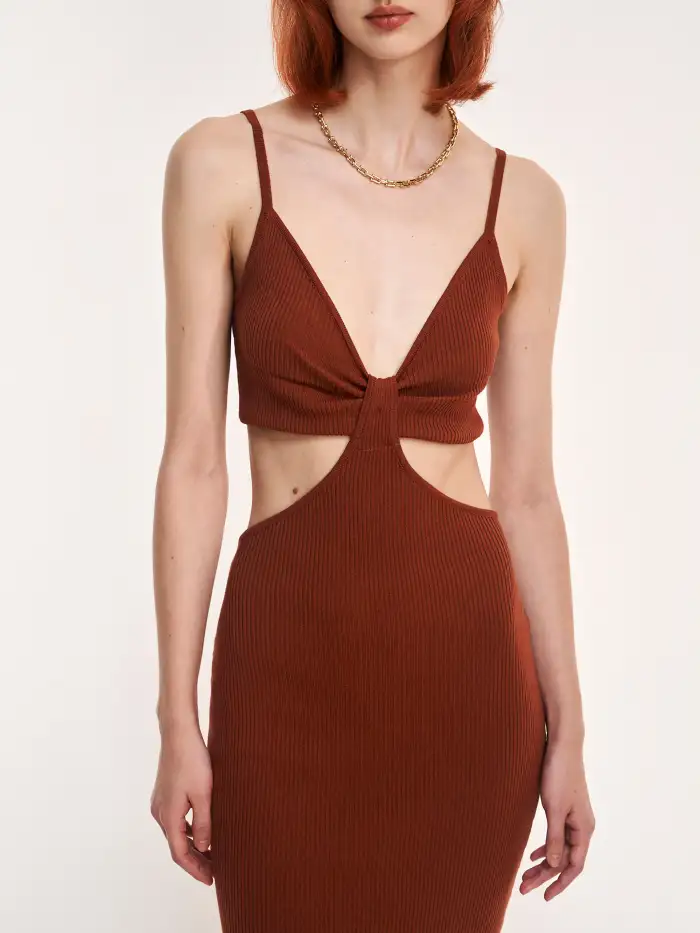 white christmas dresses Rib Cut Away Cut Out Maxi Dress X-Small / White