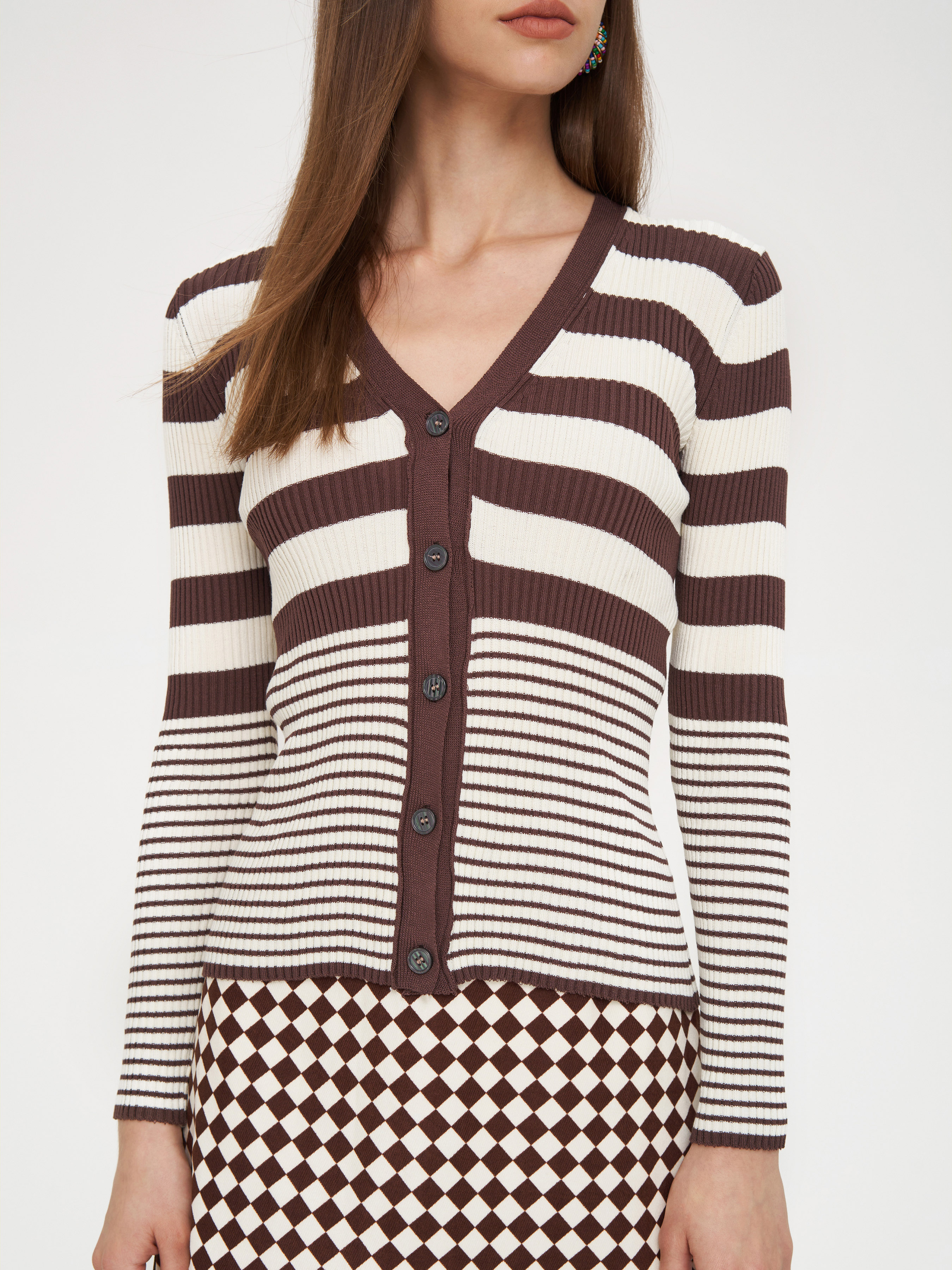 Striped Knitted Cardigan Cider