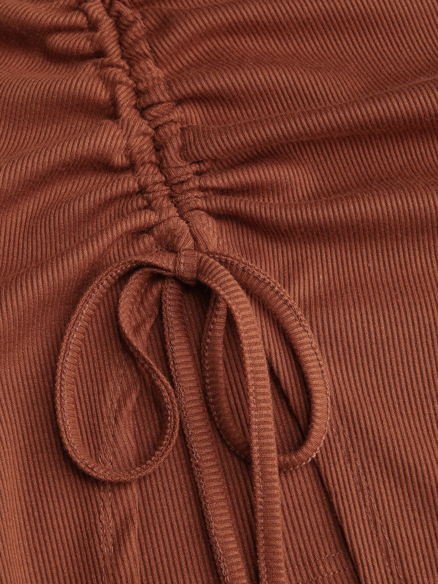 Drawstring Solid Knit Midi Skirt