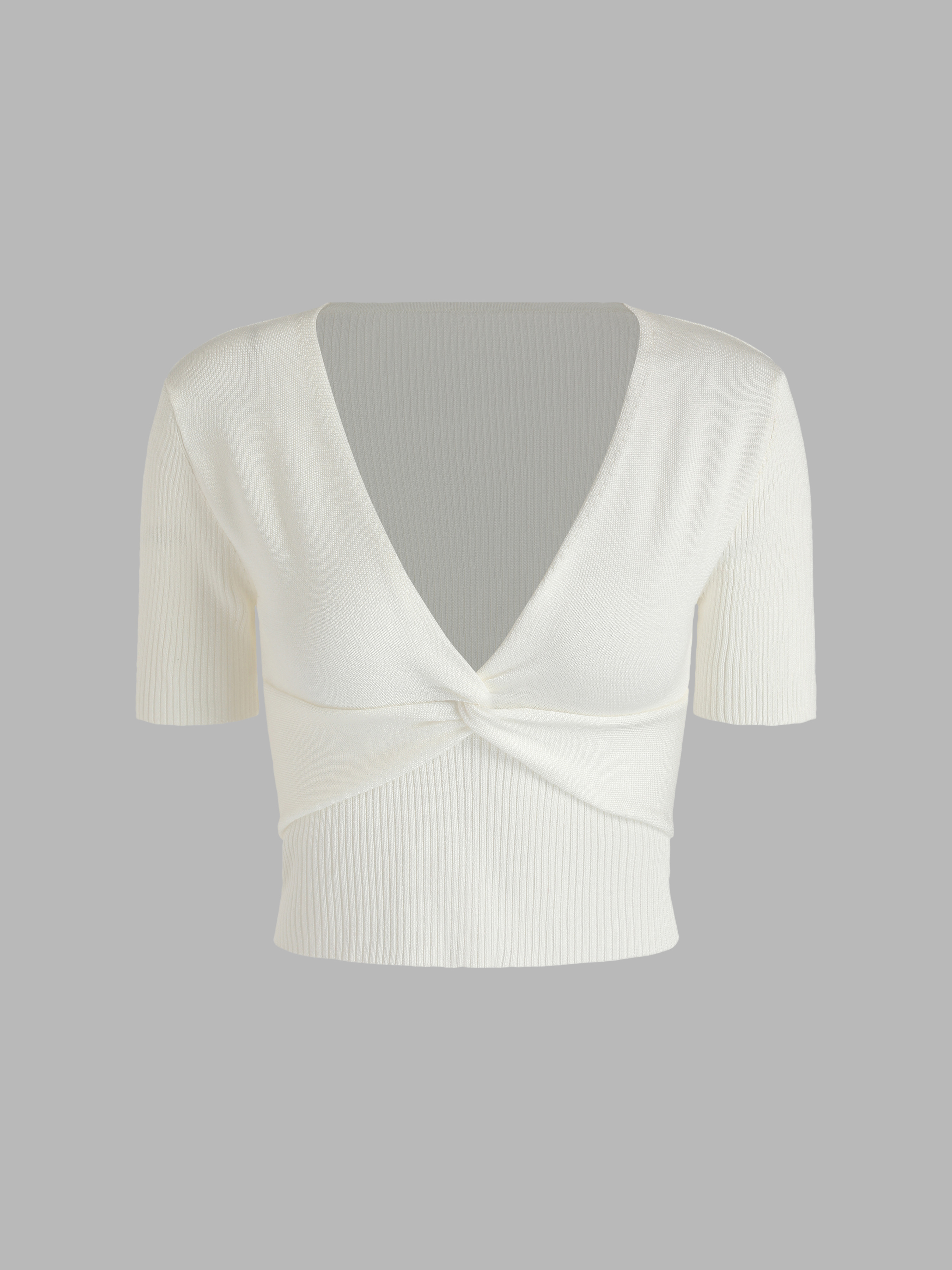 Solid Twist Front Knit Top Cider