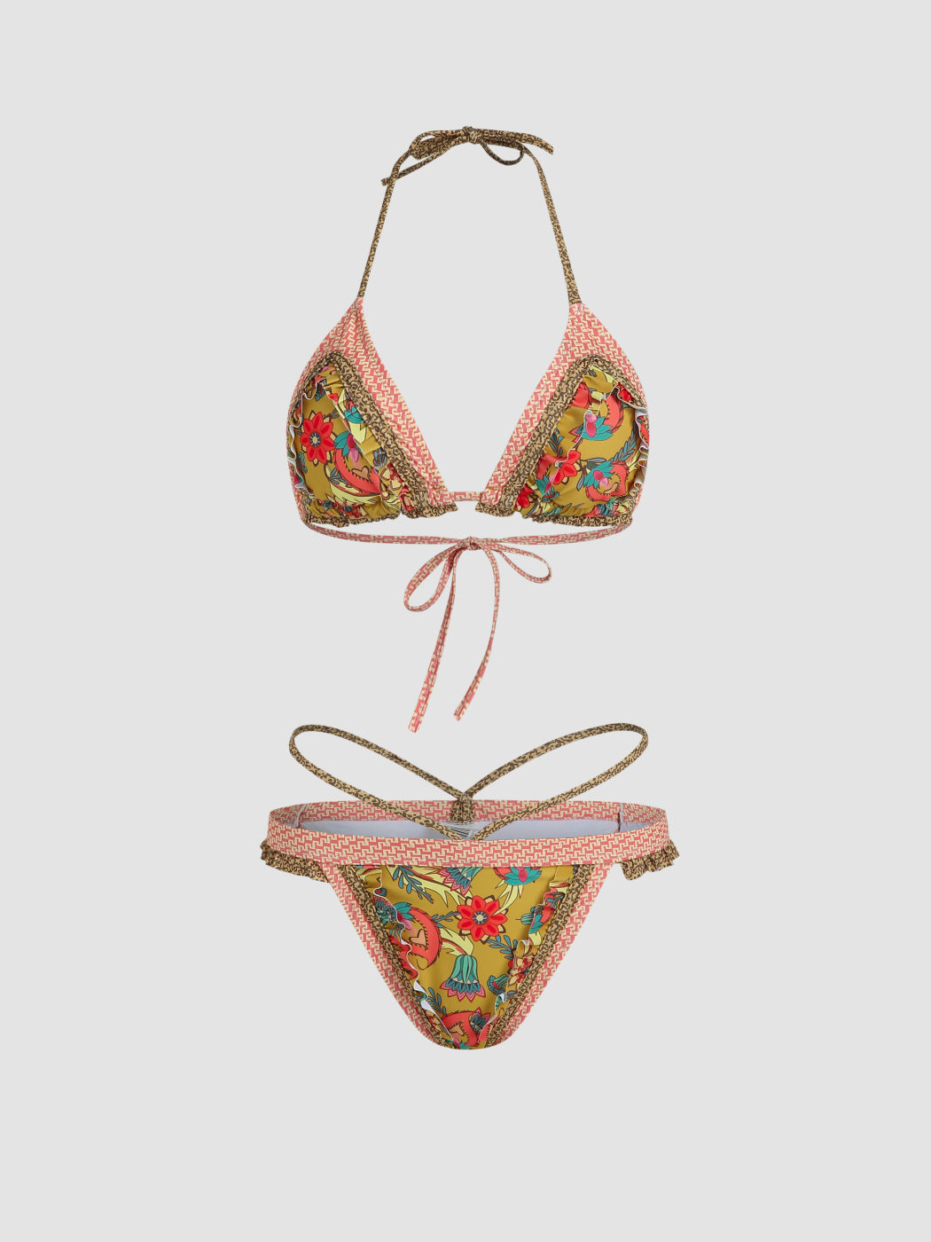 Floral Print Ruffle Bikini Swimsuit