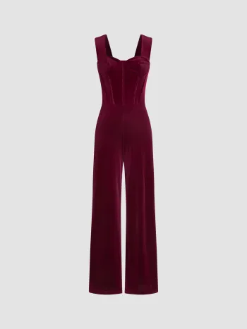  Samt Retro Einfarbiger Overall